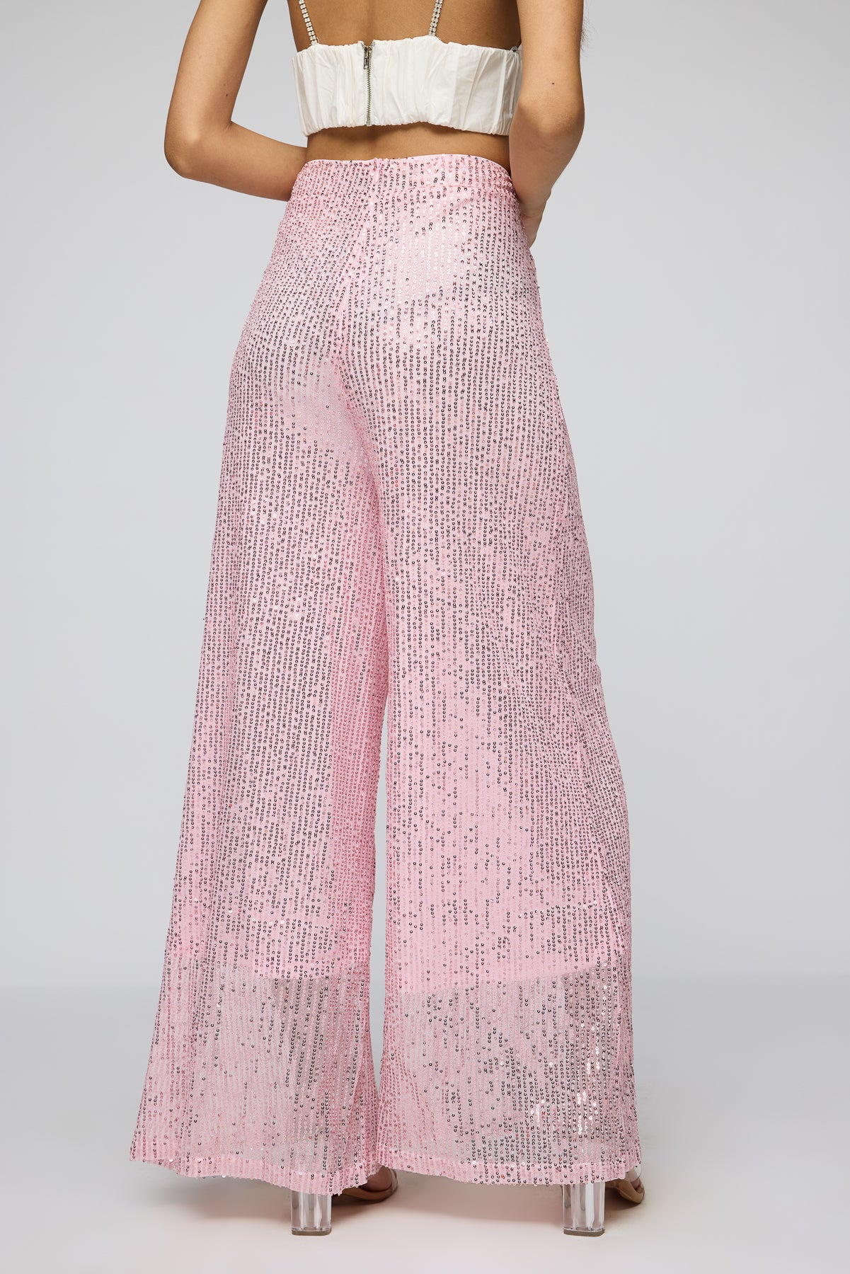 Salsa Rosa Sequin Flare Fit Korean Pants