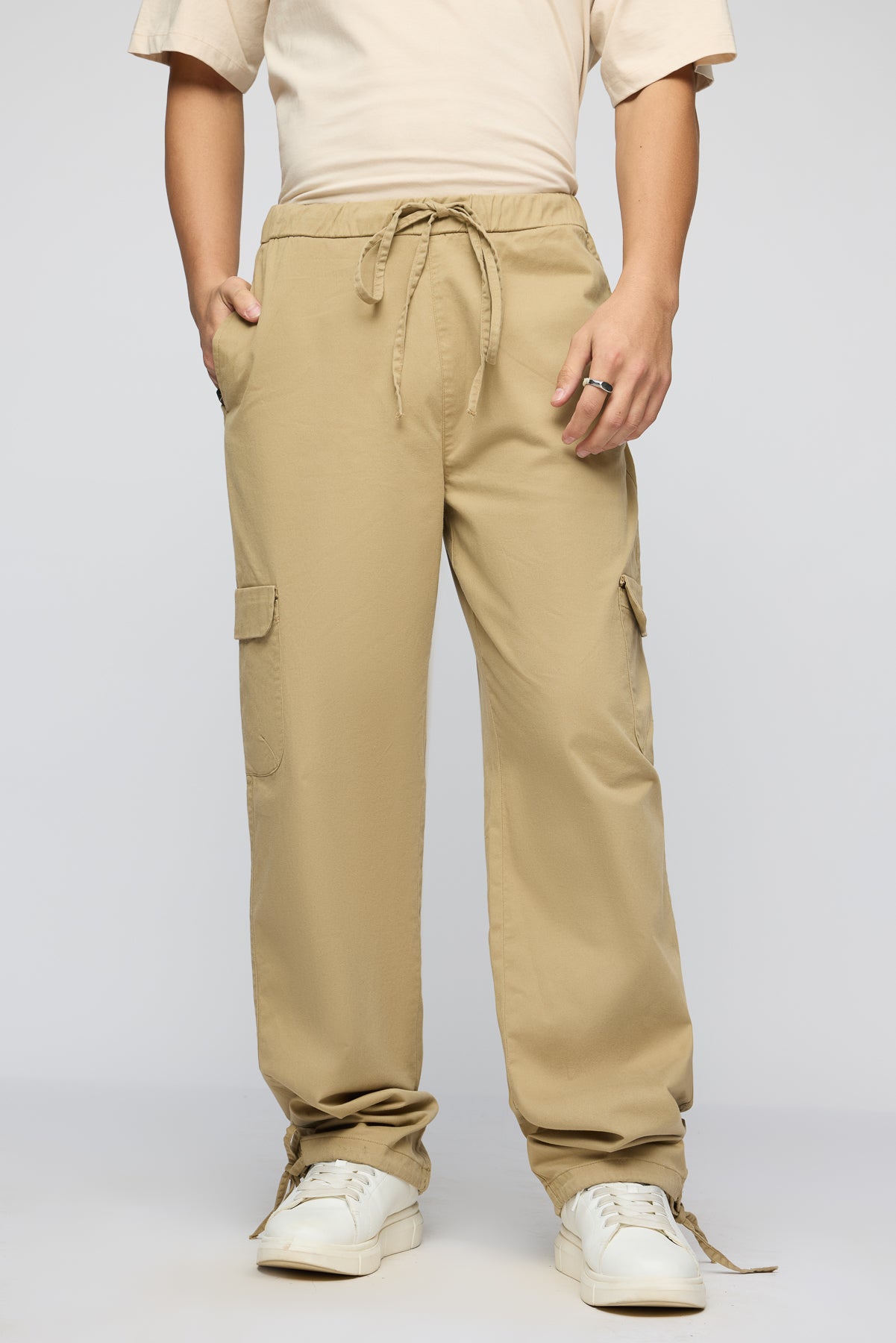 Oak Beige Men's Relaxed Fit Cargo Pants