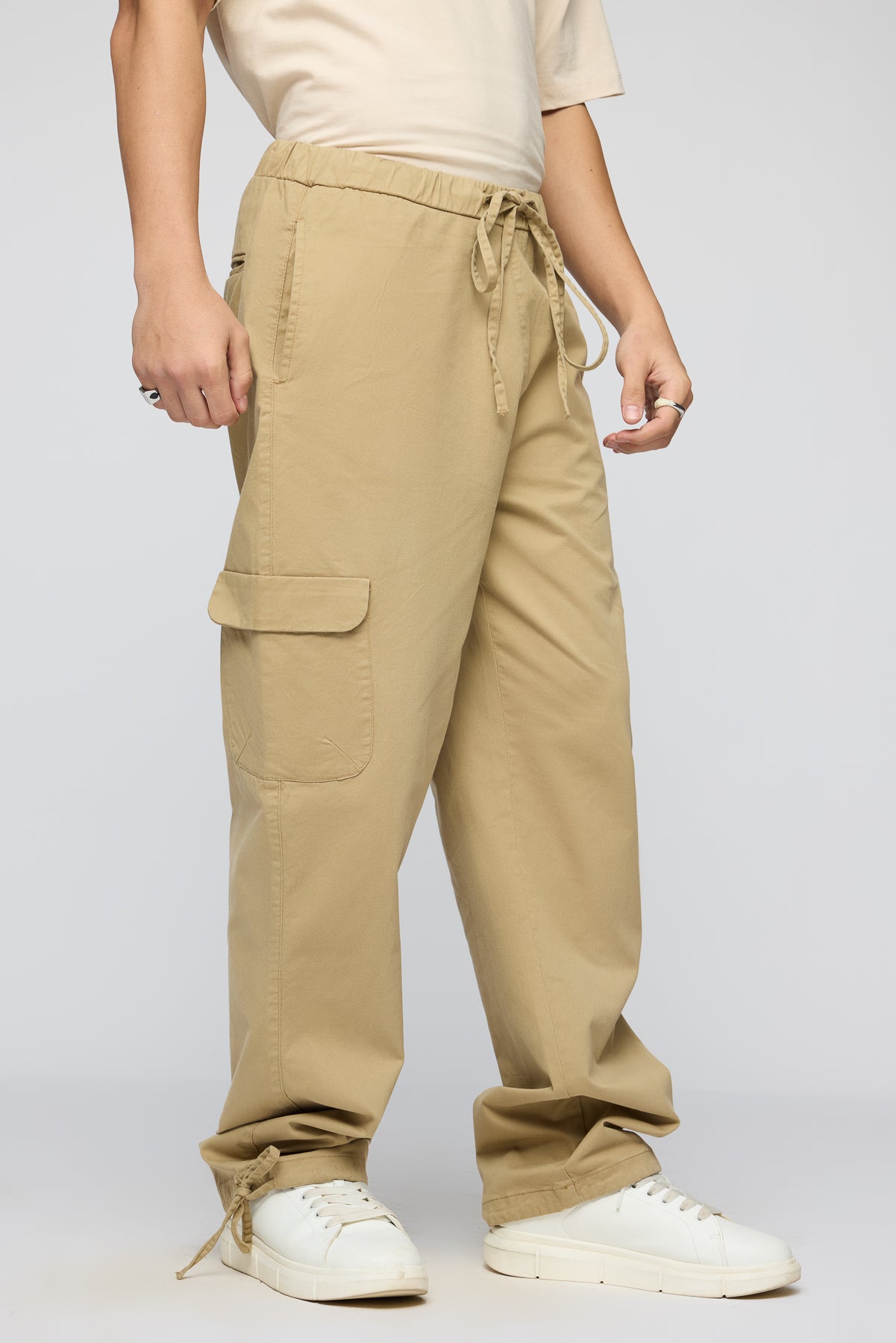 Oak Beige Men's Relaxed Fit Cargo Pants