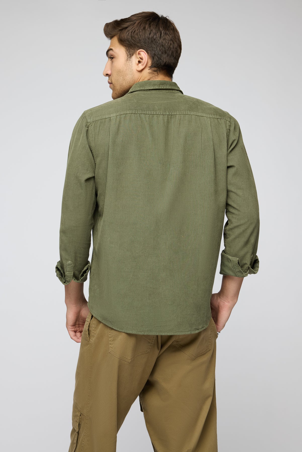 Olive Grove Men's Long Sleeve Corduroy Shirt