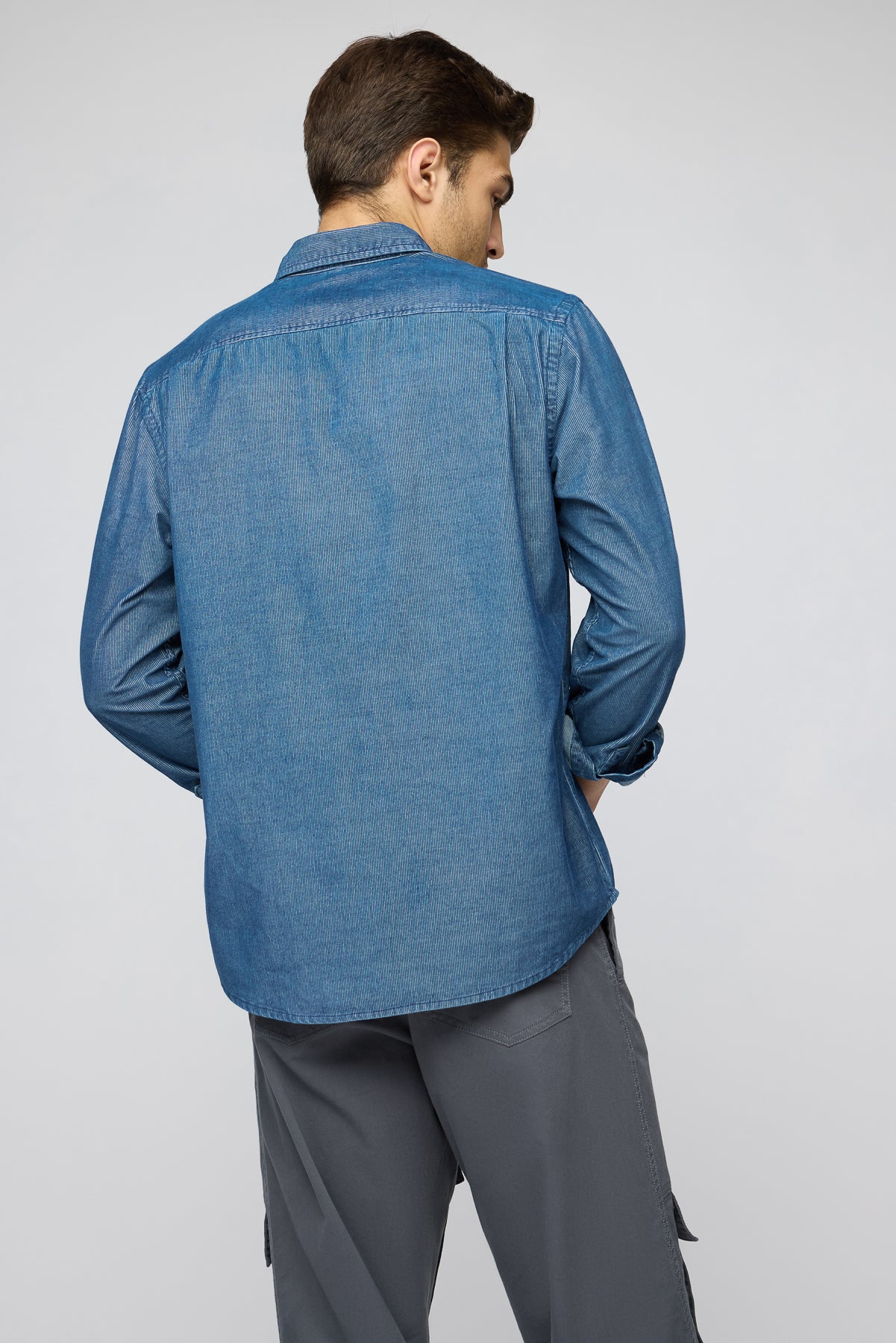 Royal Blue Men's Long Sleeve Corduroy Shirt