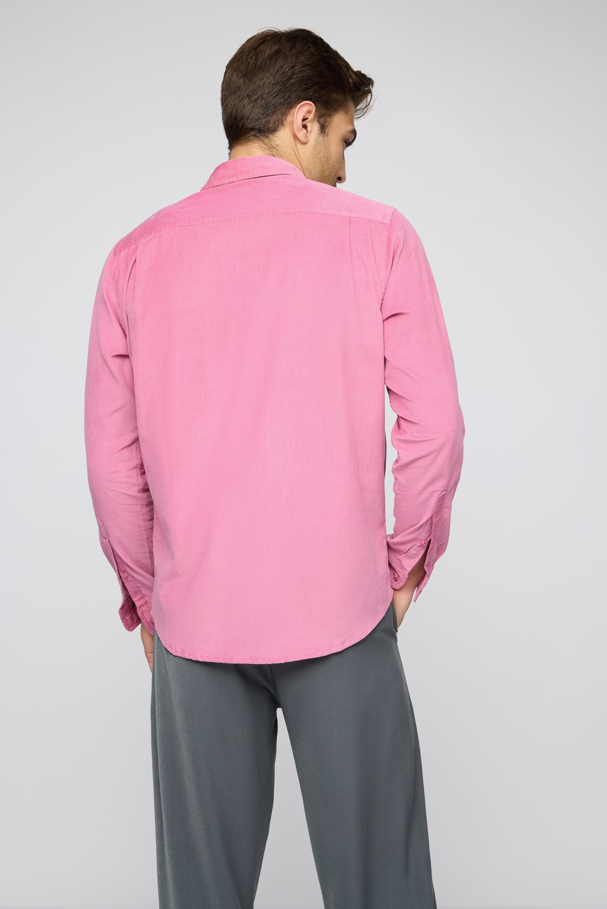 Soft Pink Men's Long Sleeve Corduroy Shirt