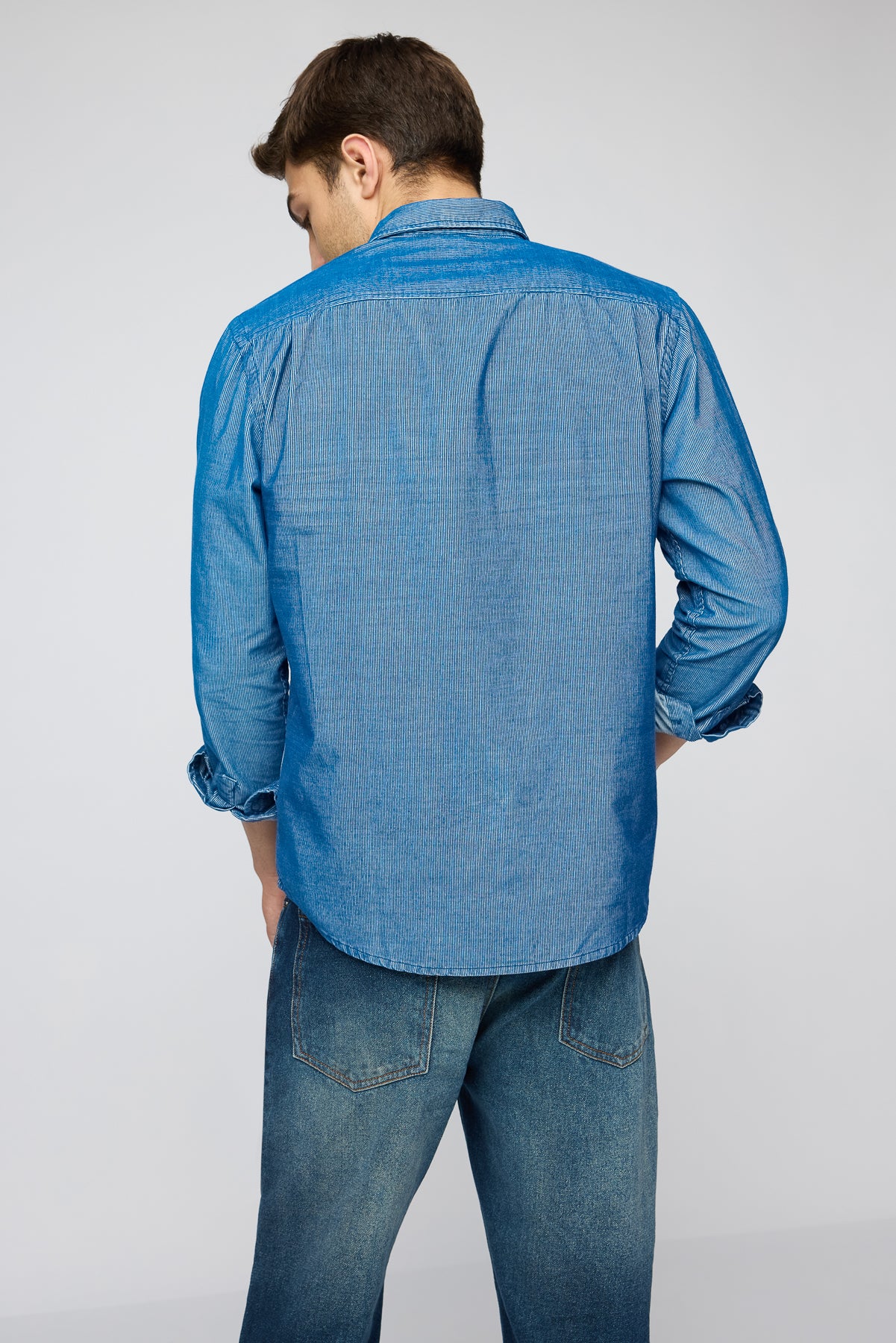 Slate Blue Men's Long Sleeve Corduroy Shirt