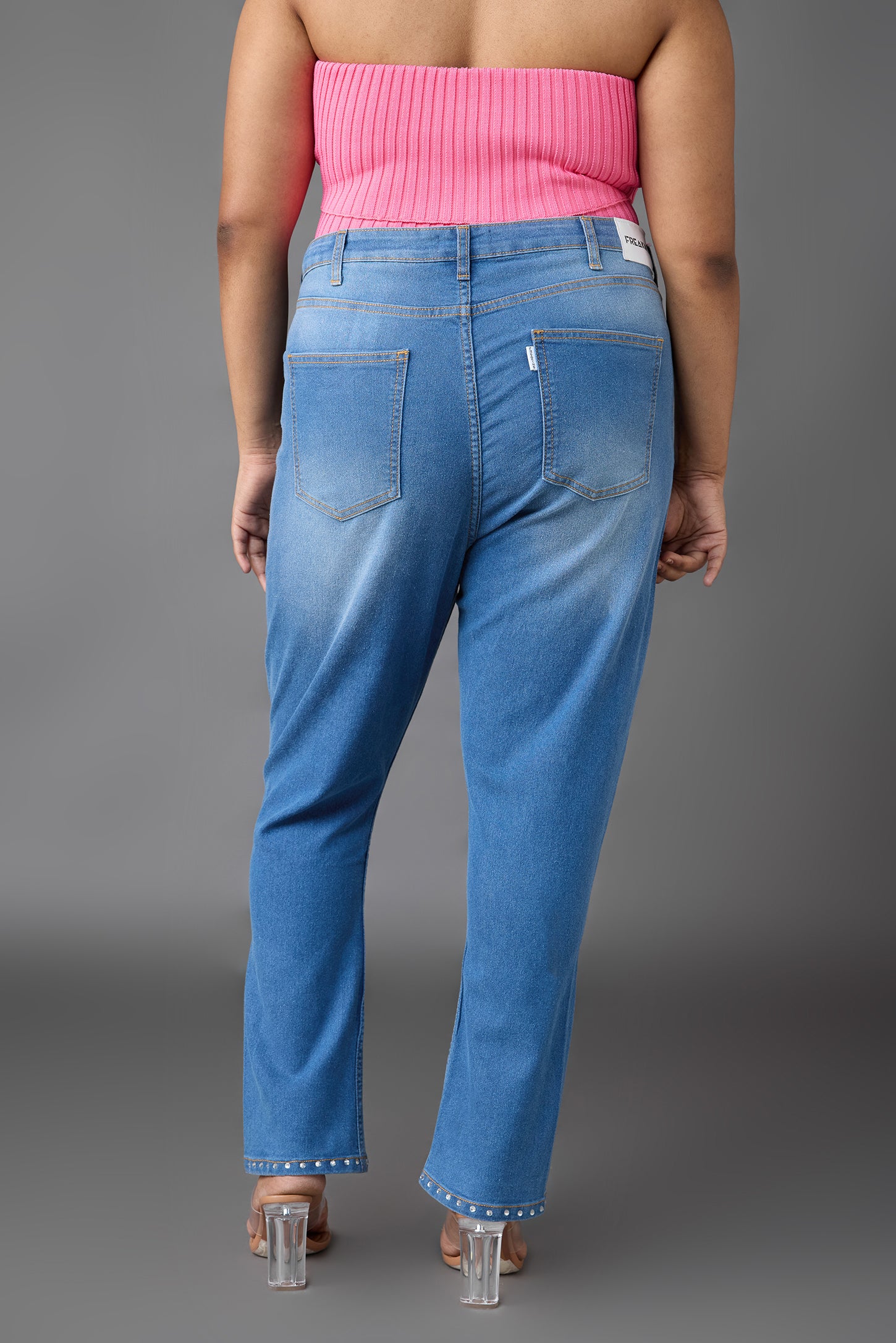 Curve Blue Rhinestone Bootcut Jeans