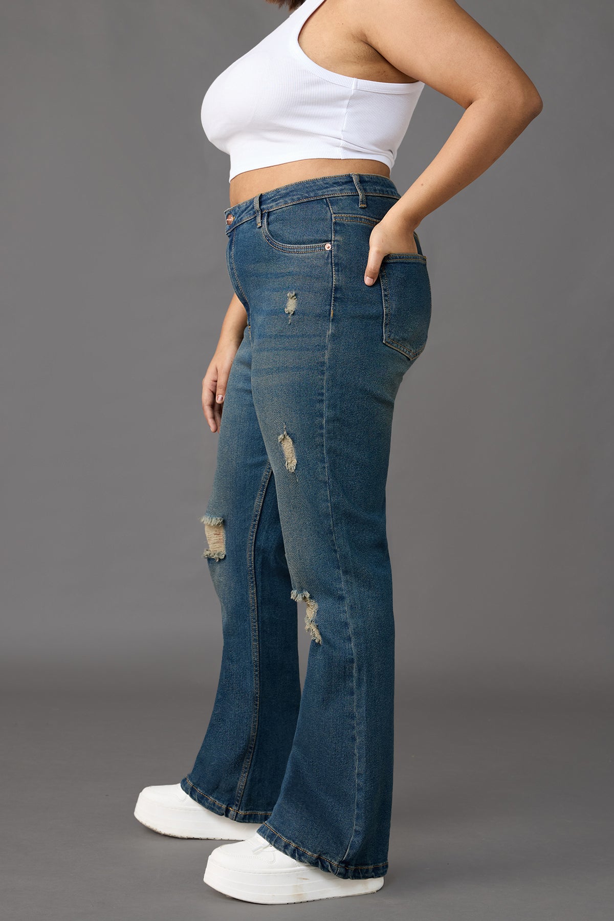 Curve Vintage Blue Stretch Bootcut Jeans