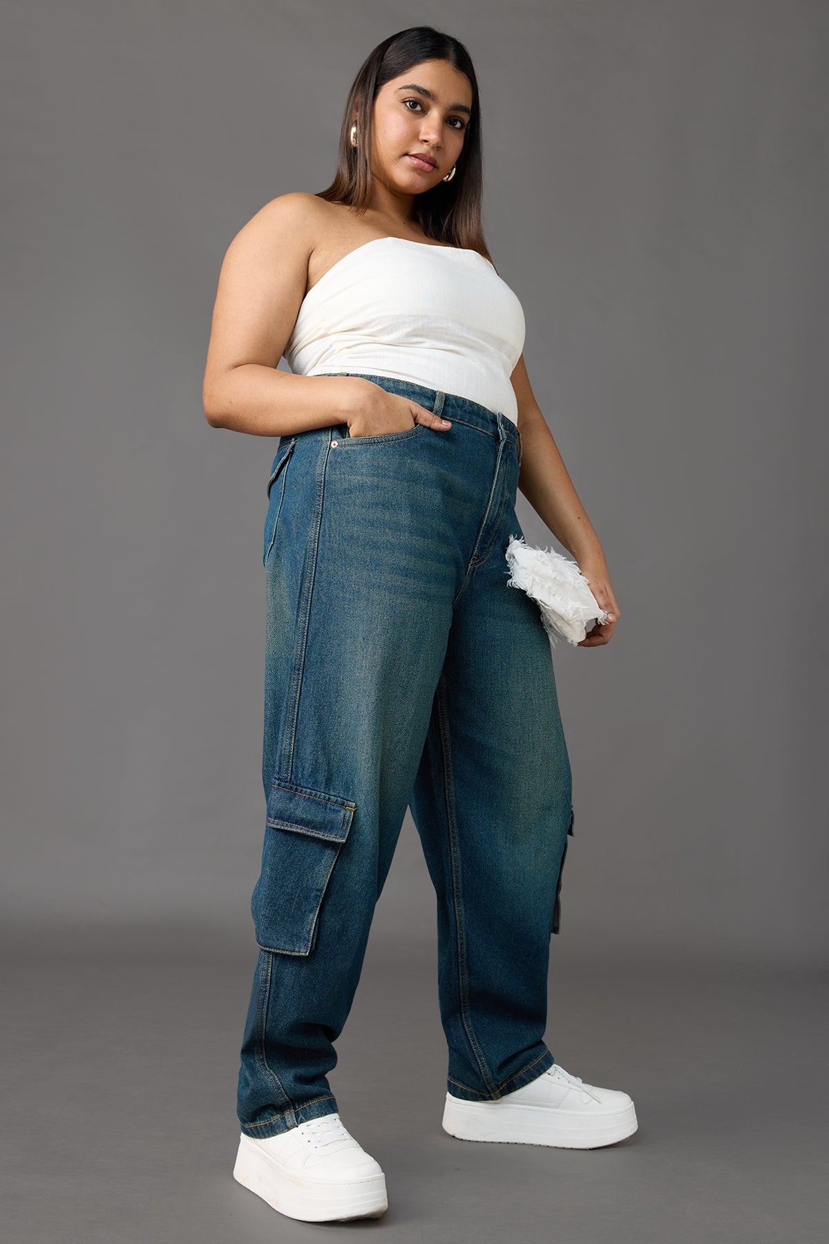 Lagoon Luxe Cargo Jeans Curve