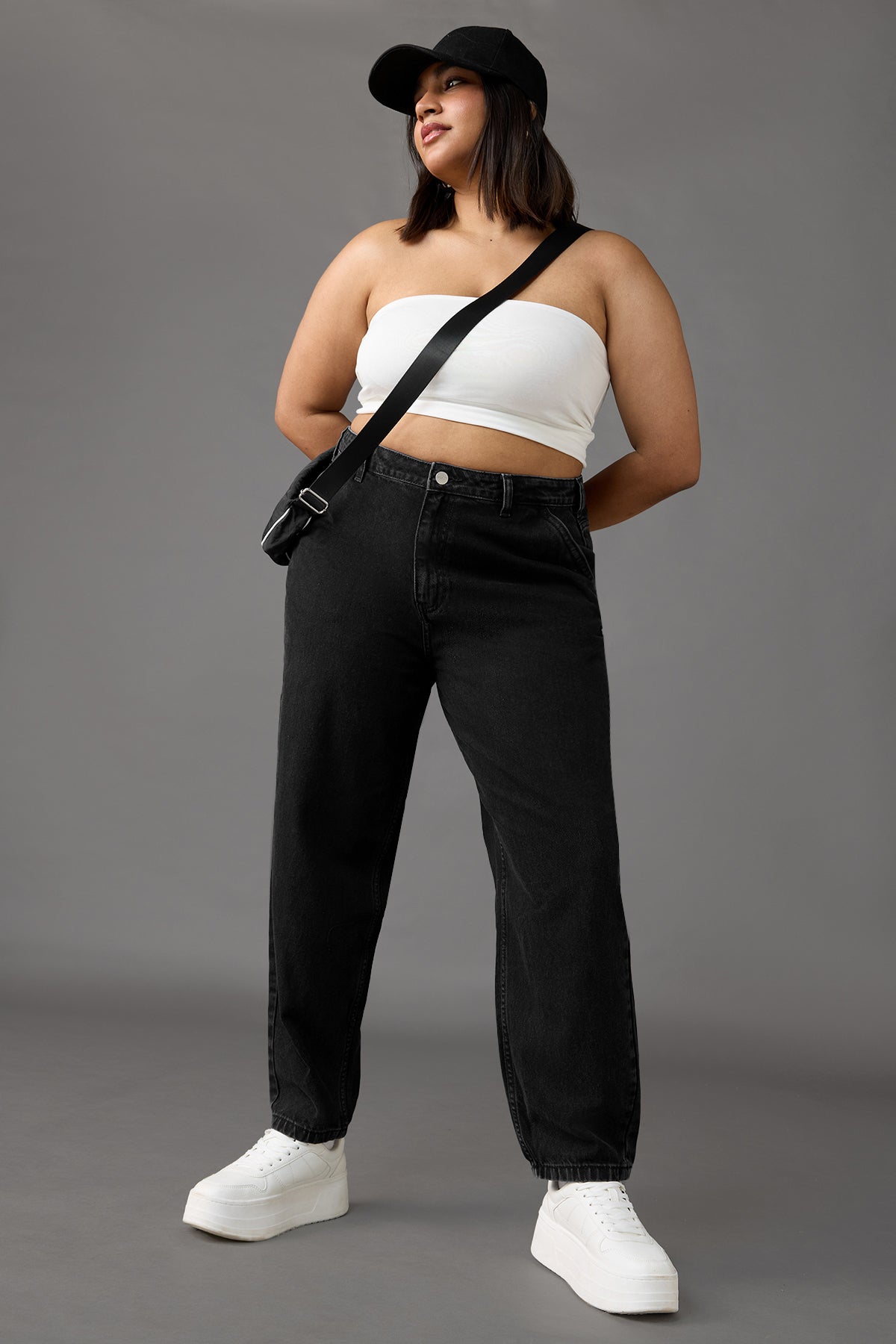 Curve Black Slouchy Jeans