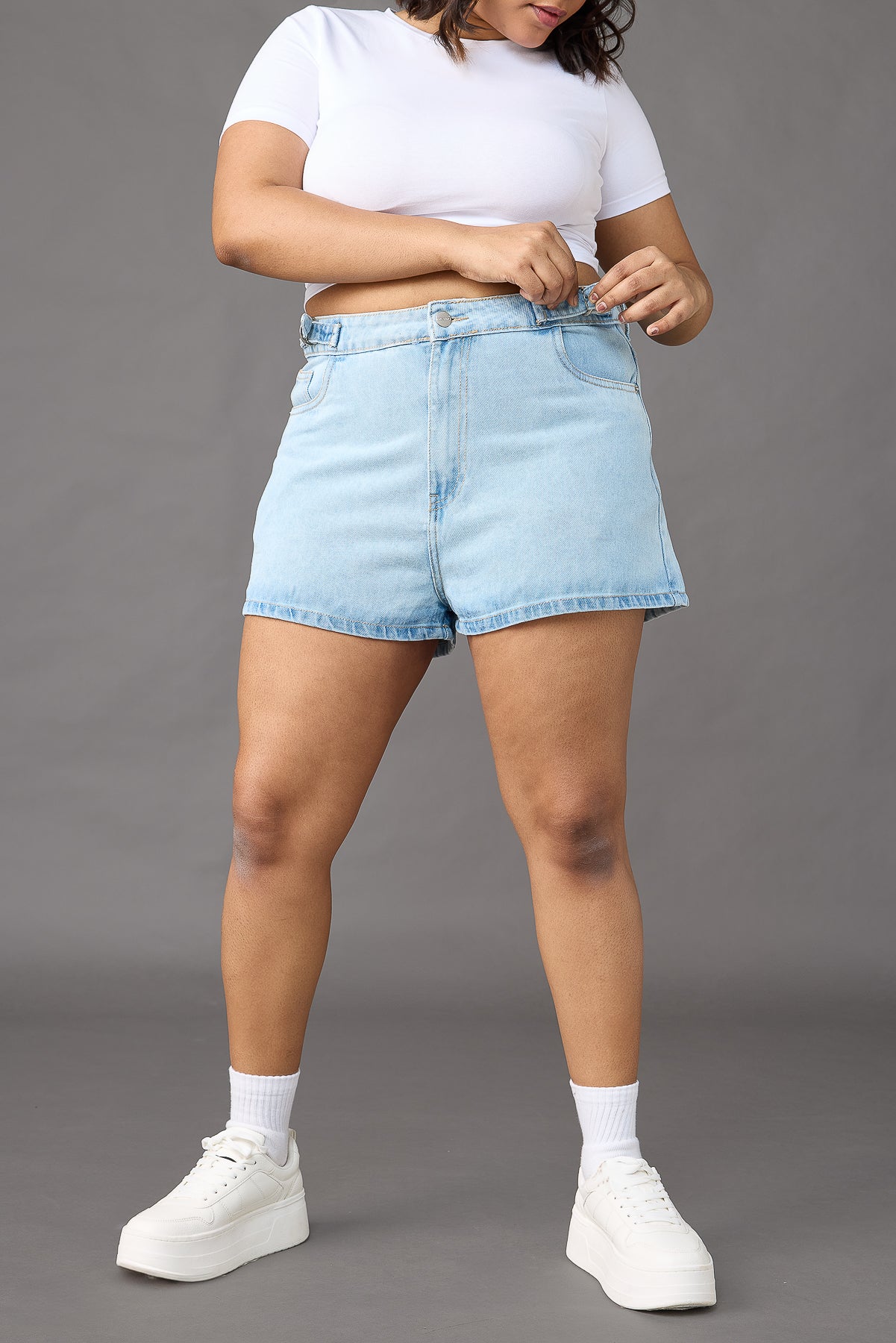 Curve Dreamy Light Blue Denim Shorts