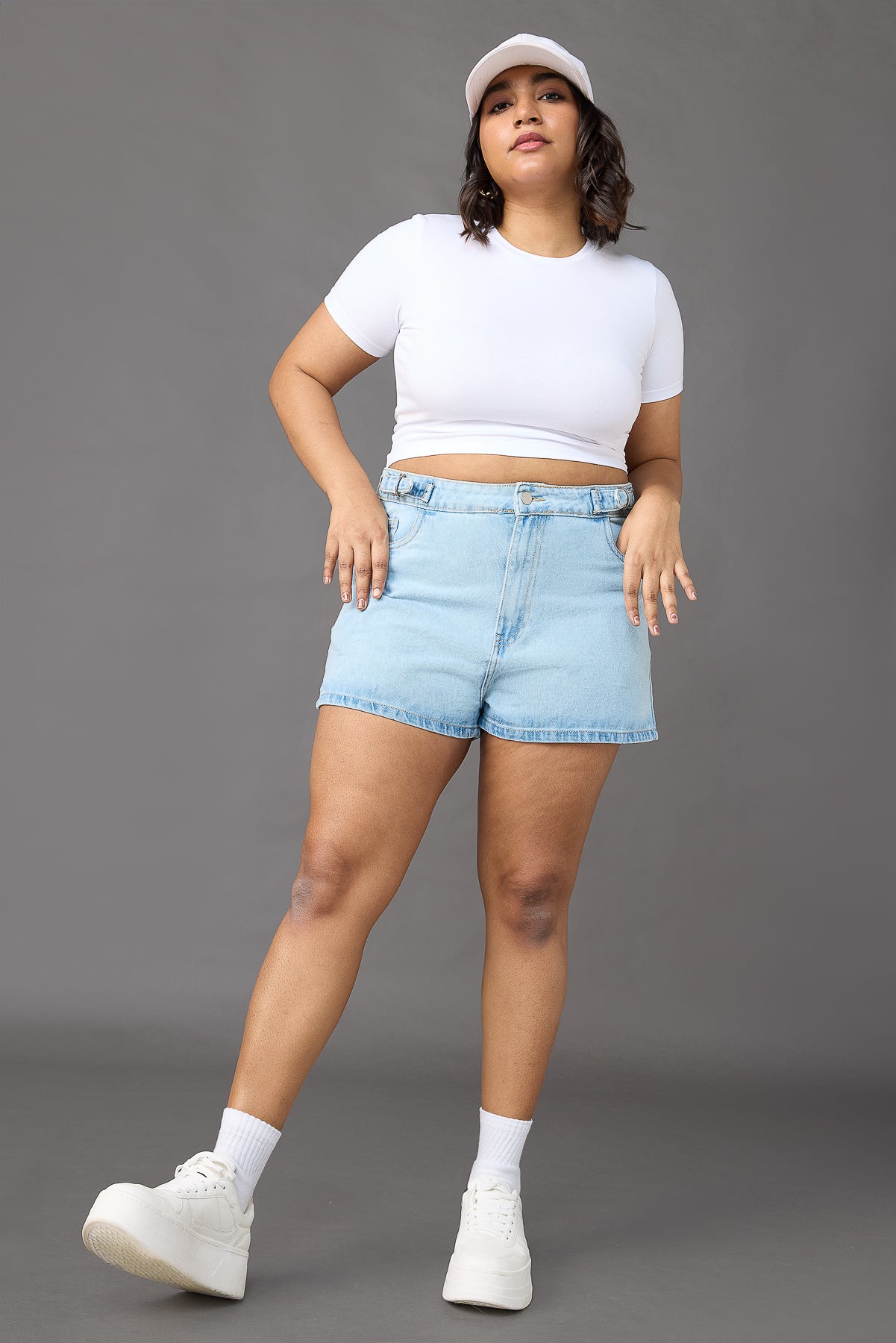 Curve Dreamy Light Blue Denim Shorts