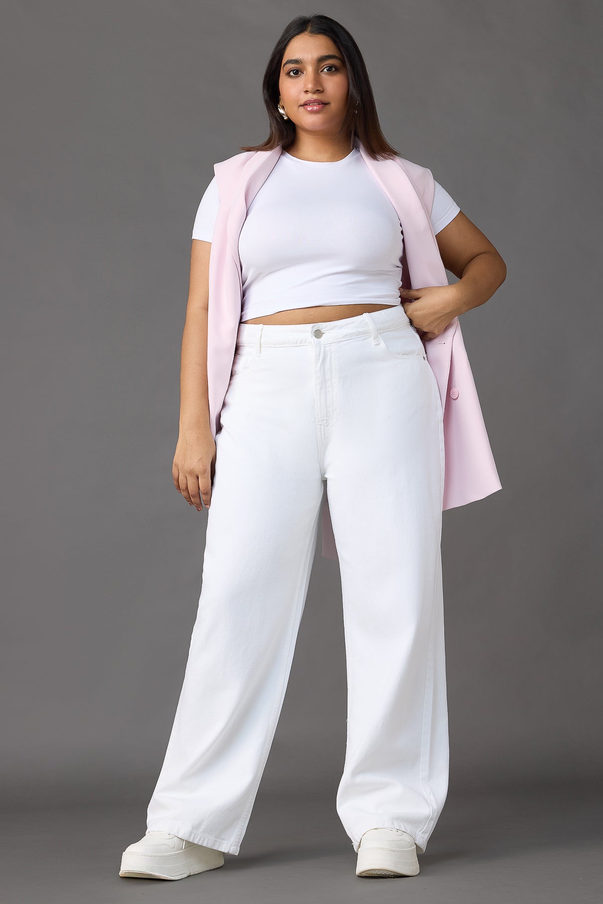 Santorini Chic White Wide Leg Jeans