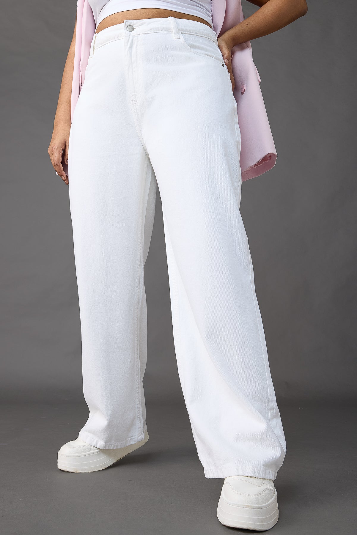 CURVE ICONIC WHITE WIDE LEG JEANS
