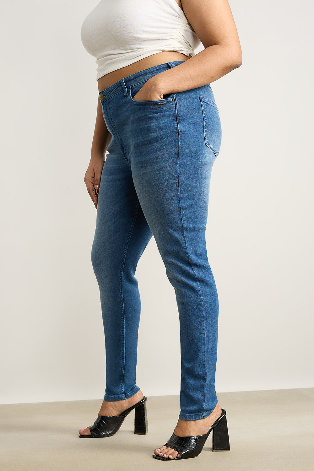 Curvy Fit Jeans Thick Girl Skinny Jeans Curvy Indigo High Rise