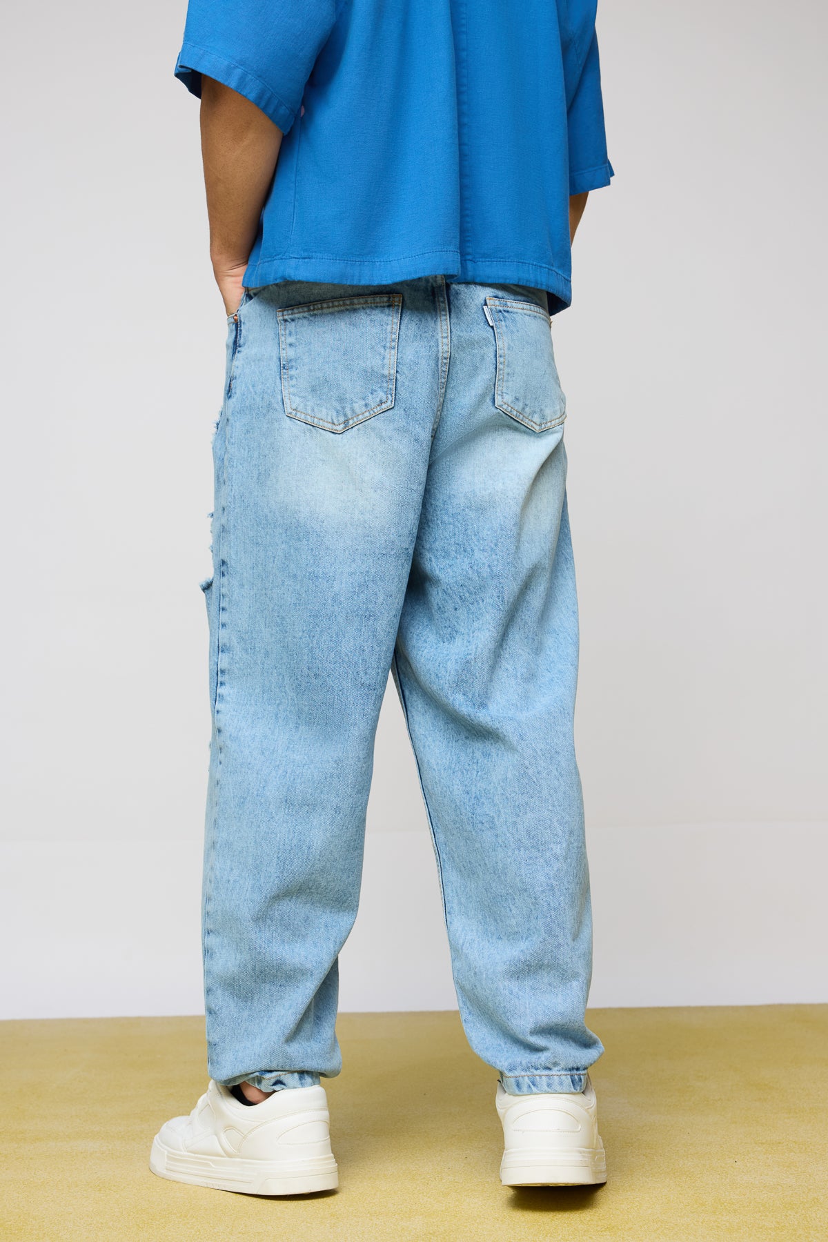 True Blue Distressed Men's Slouchy Fit Jeans