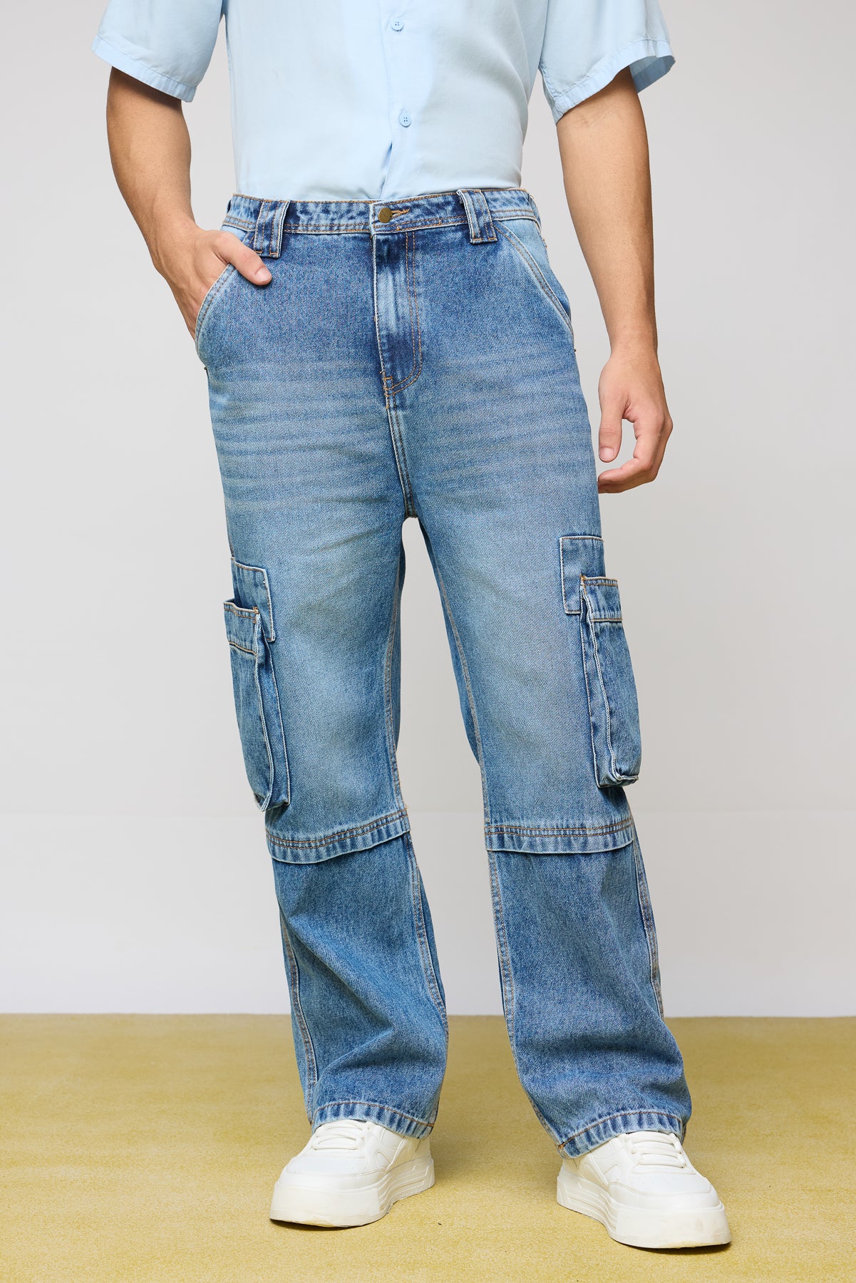 Relaxed Mid Blue Men's Utility Jeans