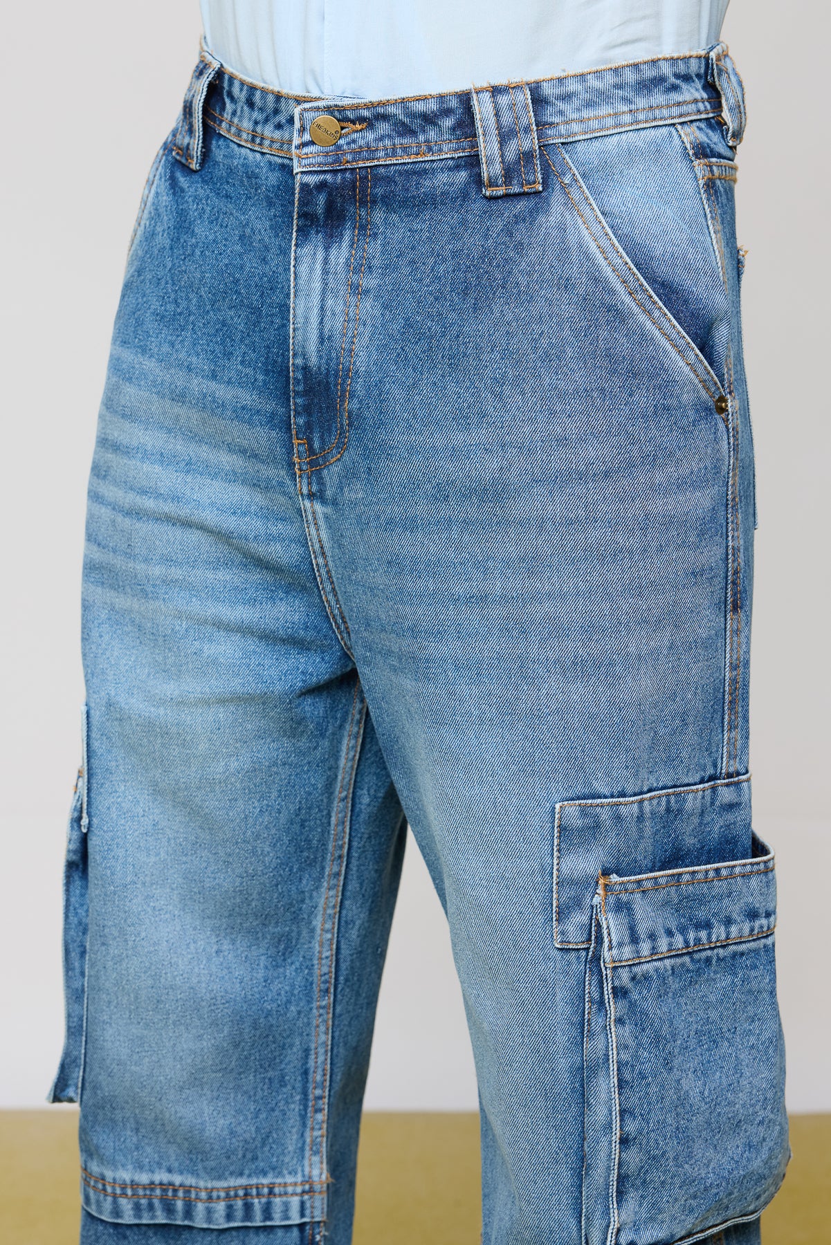 Relaxed Mid Blue Men's Utility Jeans