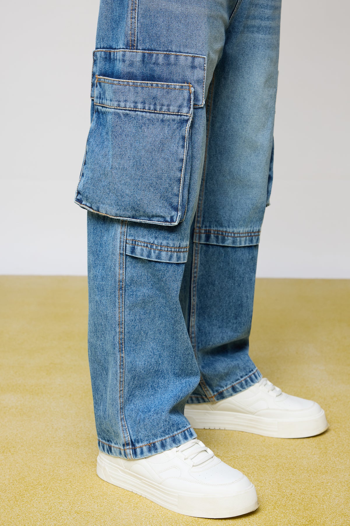 Relaxed Mid Blue Men's Utility Jeans