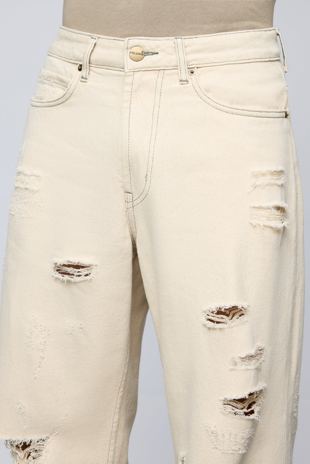 Ecru Escape Distressed Men's Straight Jeans