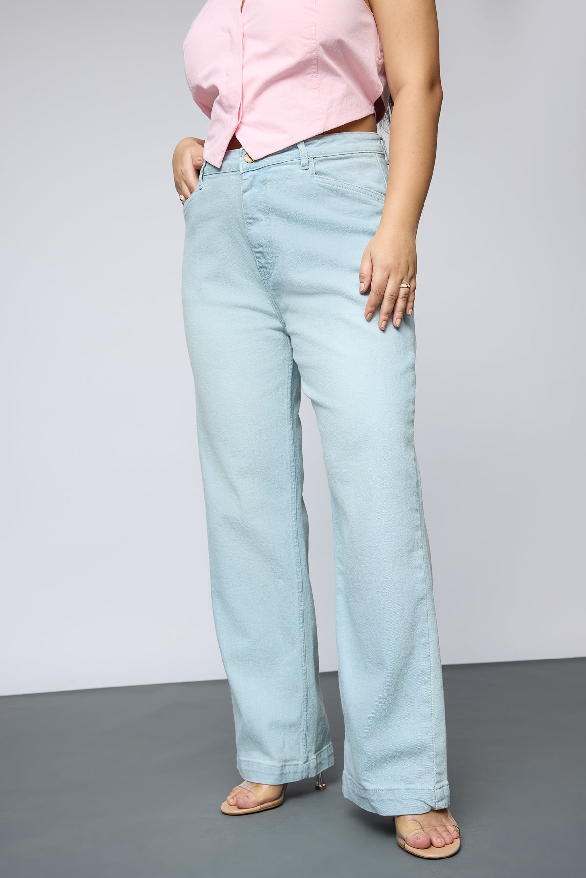 Soft Blue Curve Straight Fit Jeans