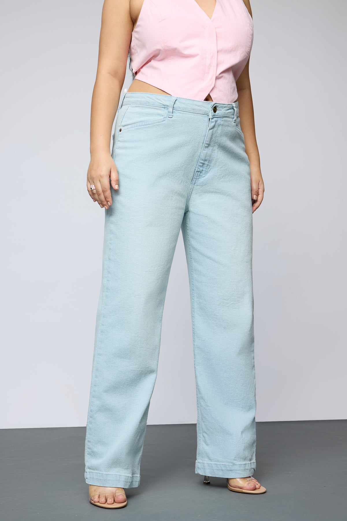 Soft Blue Curve Straight Fit Jeans