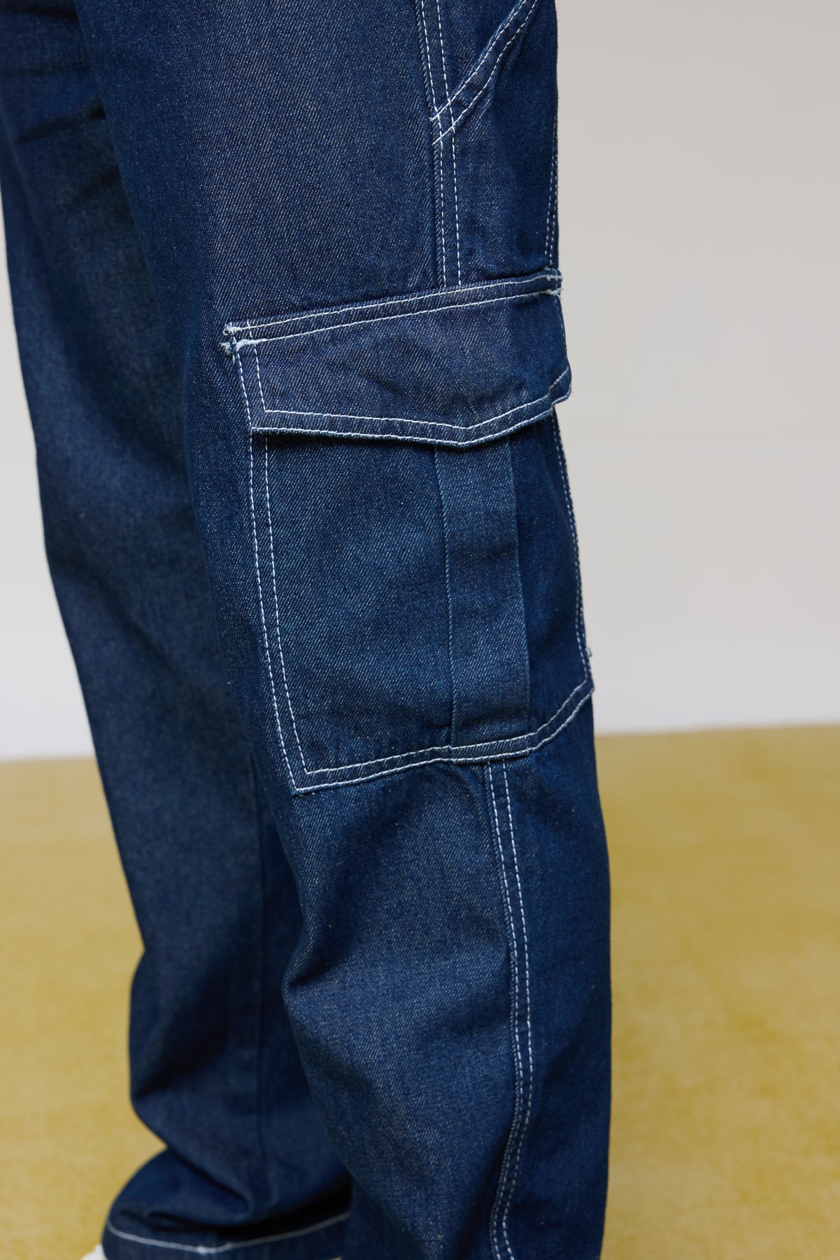 Storm Blue Elasticated Men’s Cargo Jeans