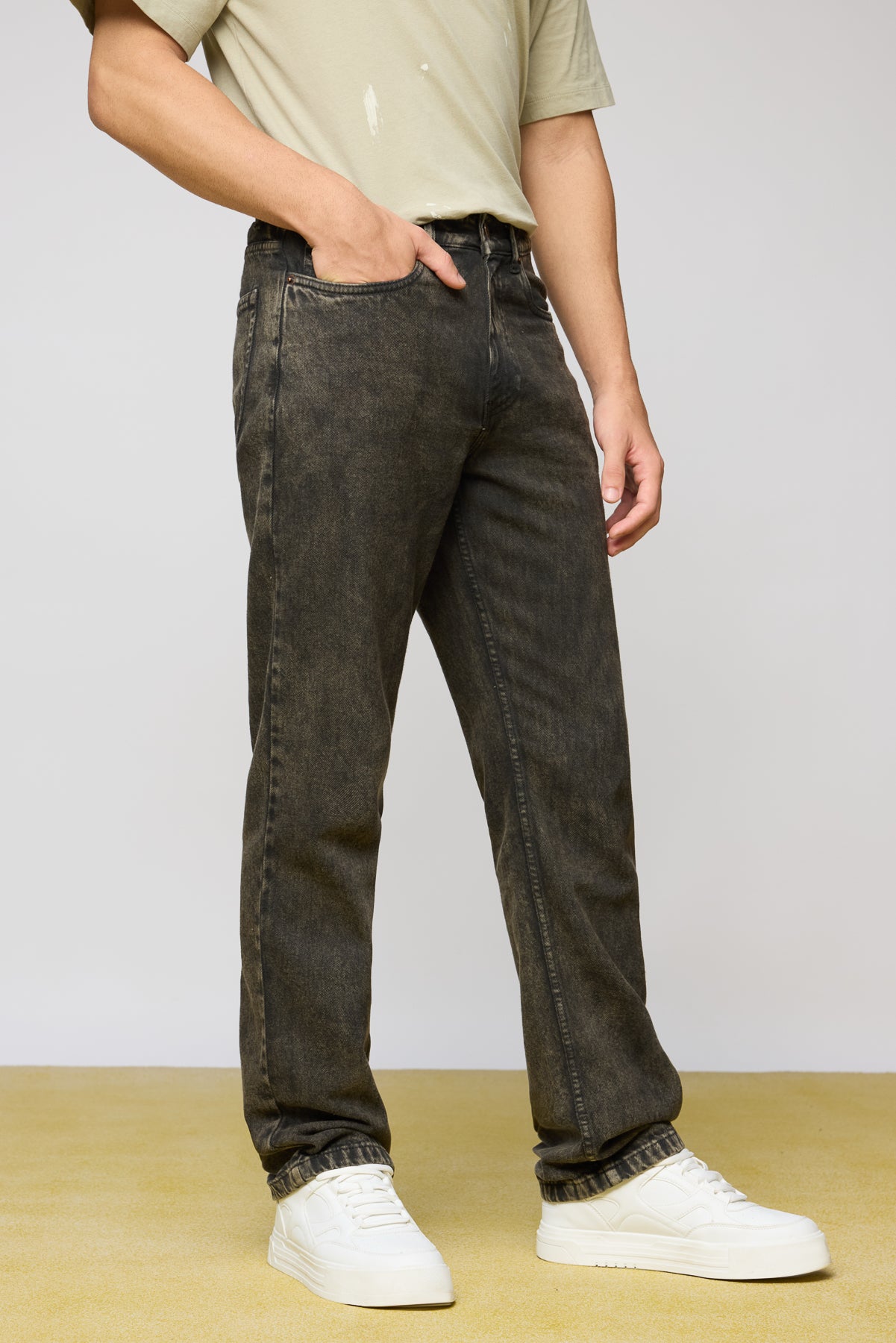 Cool Stone Grey Men's Straight Jeans