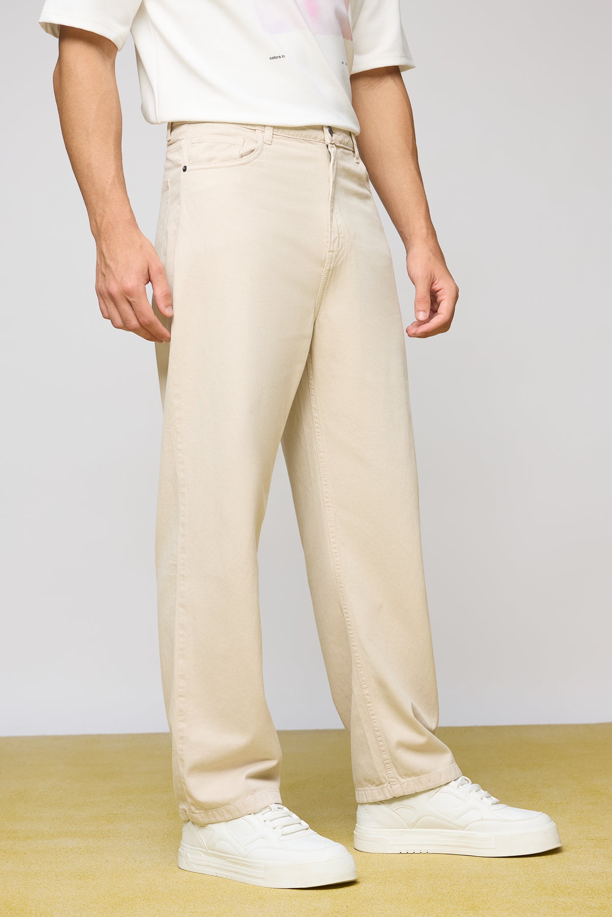 Classic Cream Men's Straight Fit Jeans