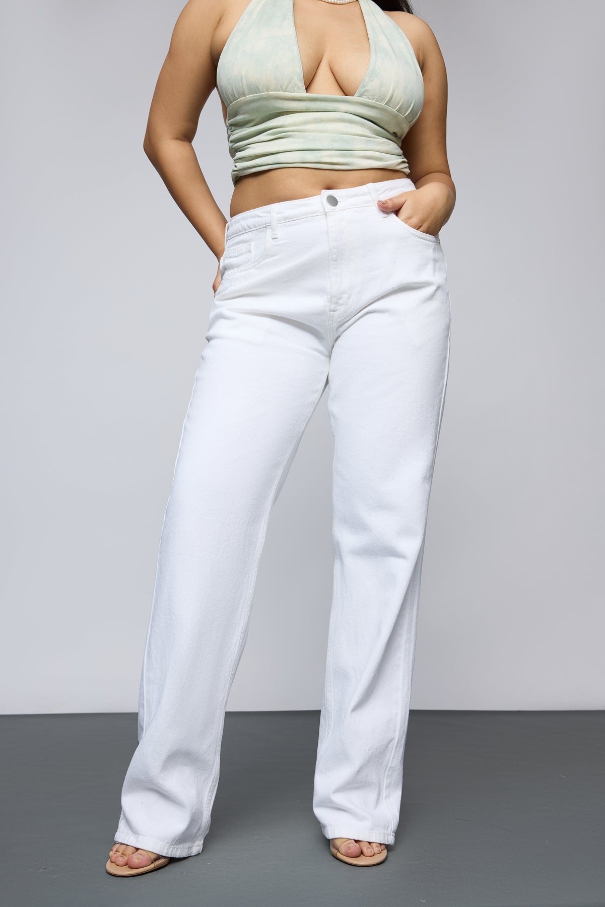 Curve Allure White Slim Straight Jeans