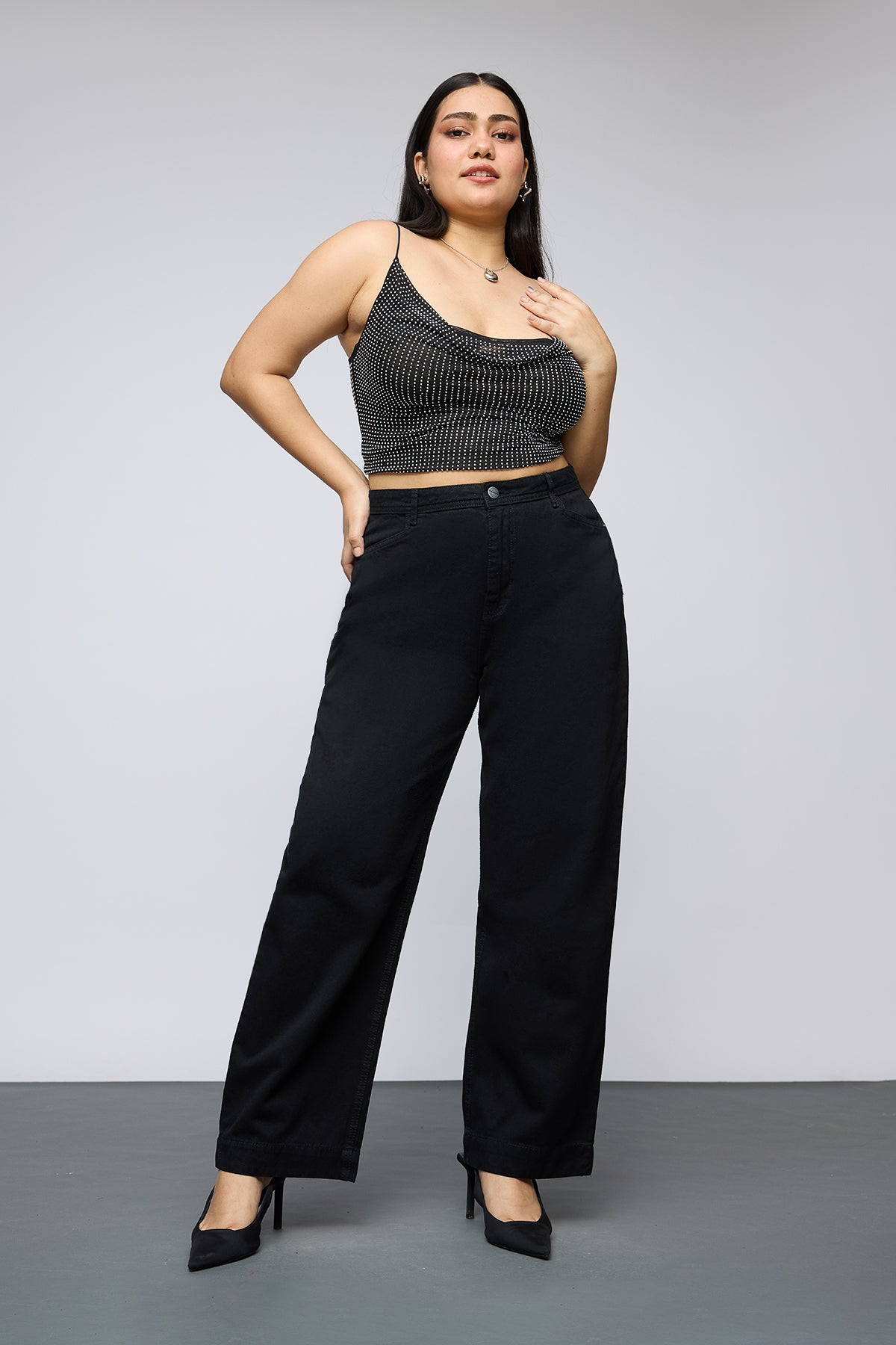 Curve Shadow Black Straight Jeans