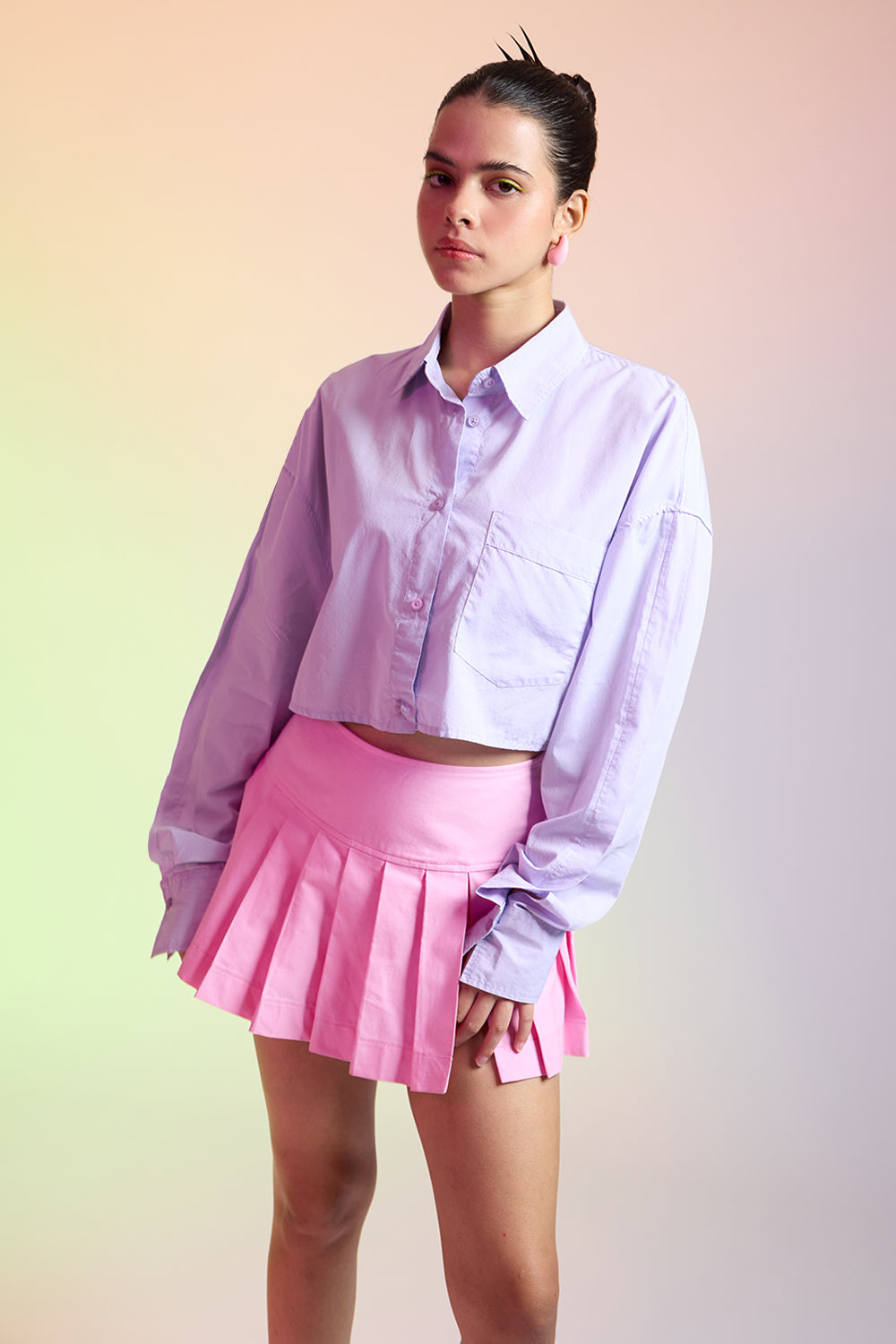 Purple Cropped Cotton Shirt