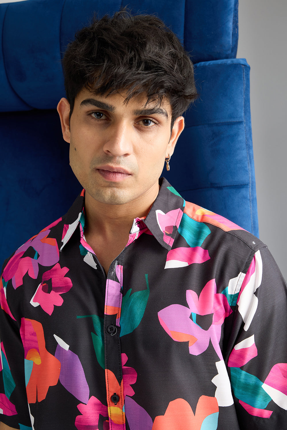 Black Pink Printed Men's Resort Shirt