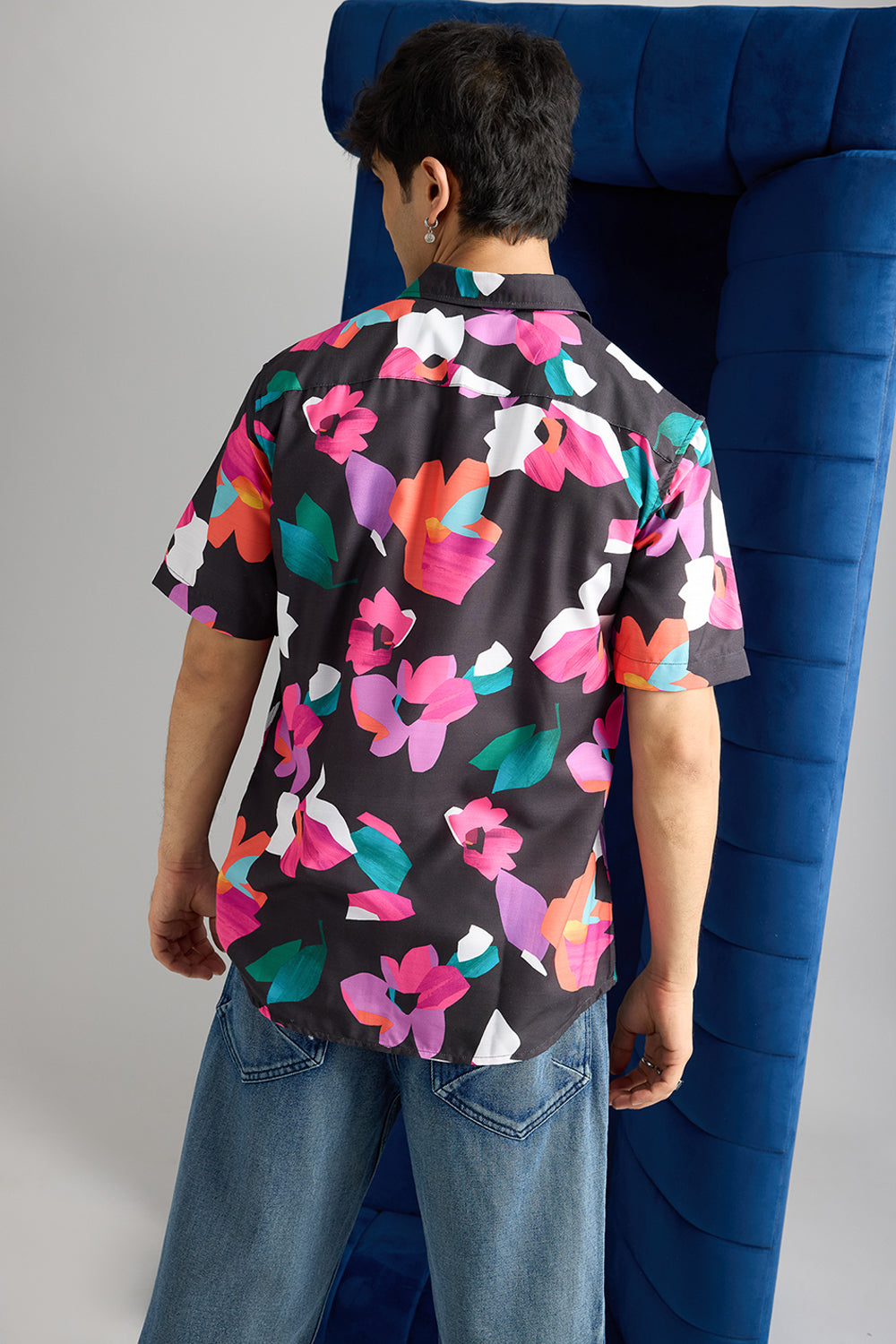 Black Pink Printed Men's Resort Shirt