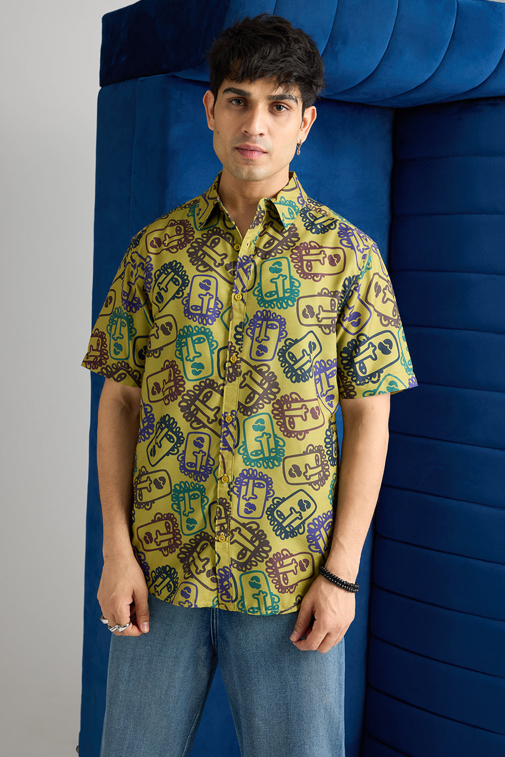 Funny Face Printed Men's Resort Shirt