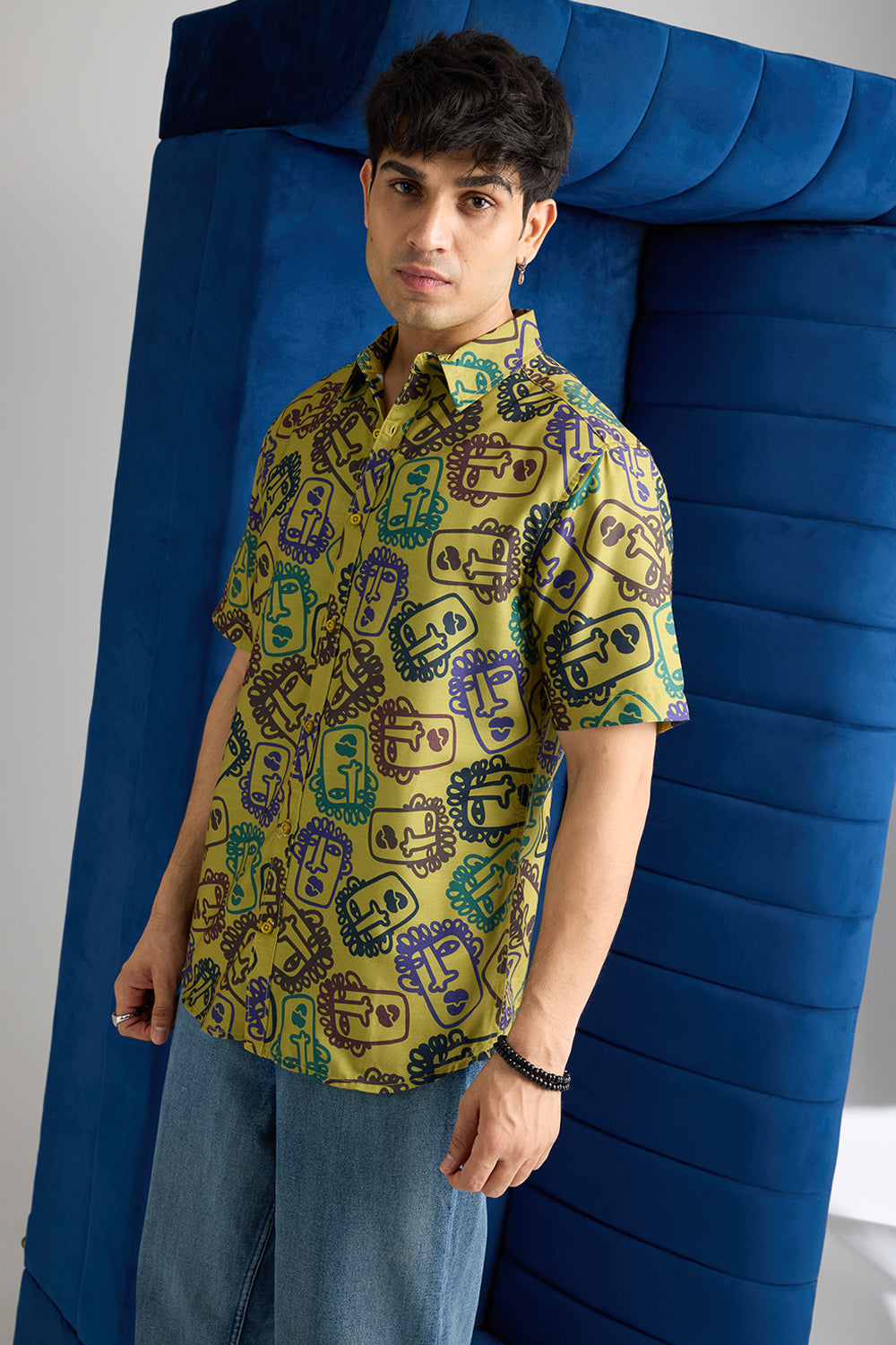 Funny Face Printed Men's Resort Shirt