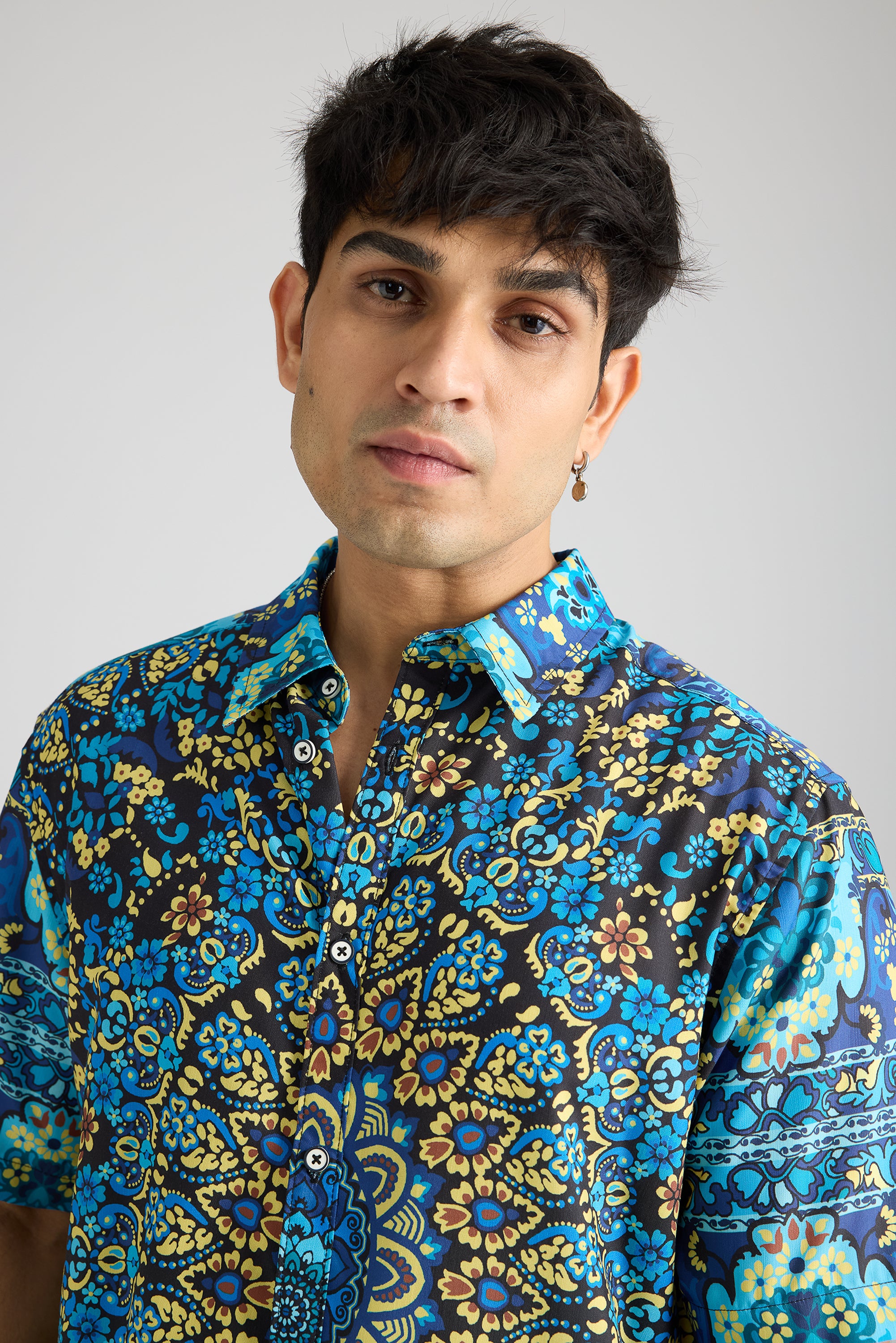 Floric Aqua Printed Men's Resort Shirt