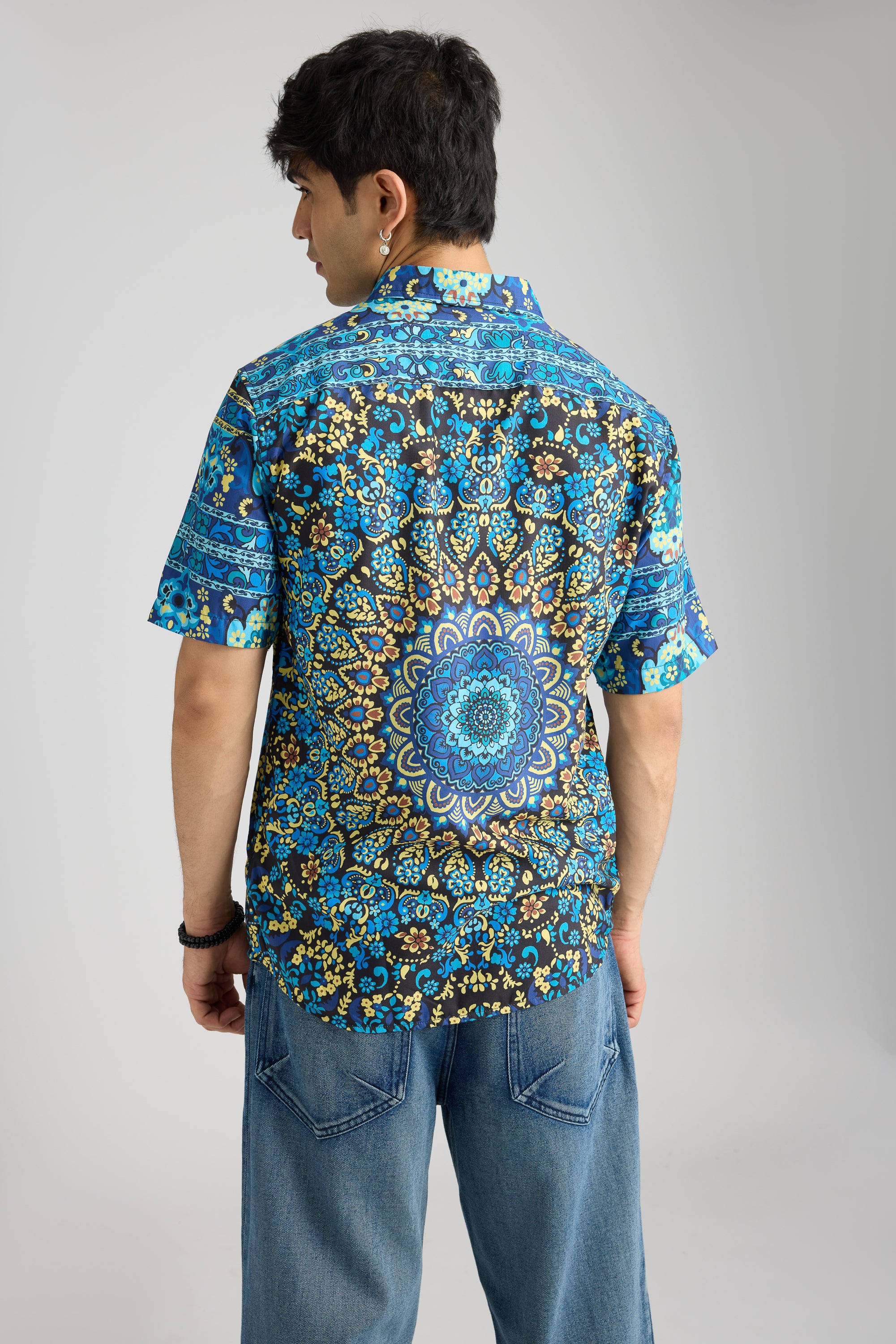 Floric Aqua Printed Men's Resort Shirt