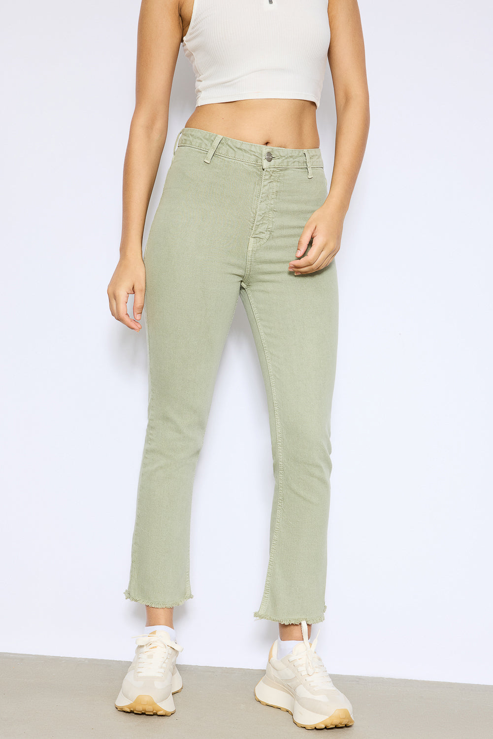 Khaki Mini Flare Jeans