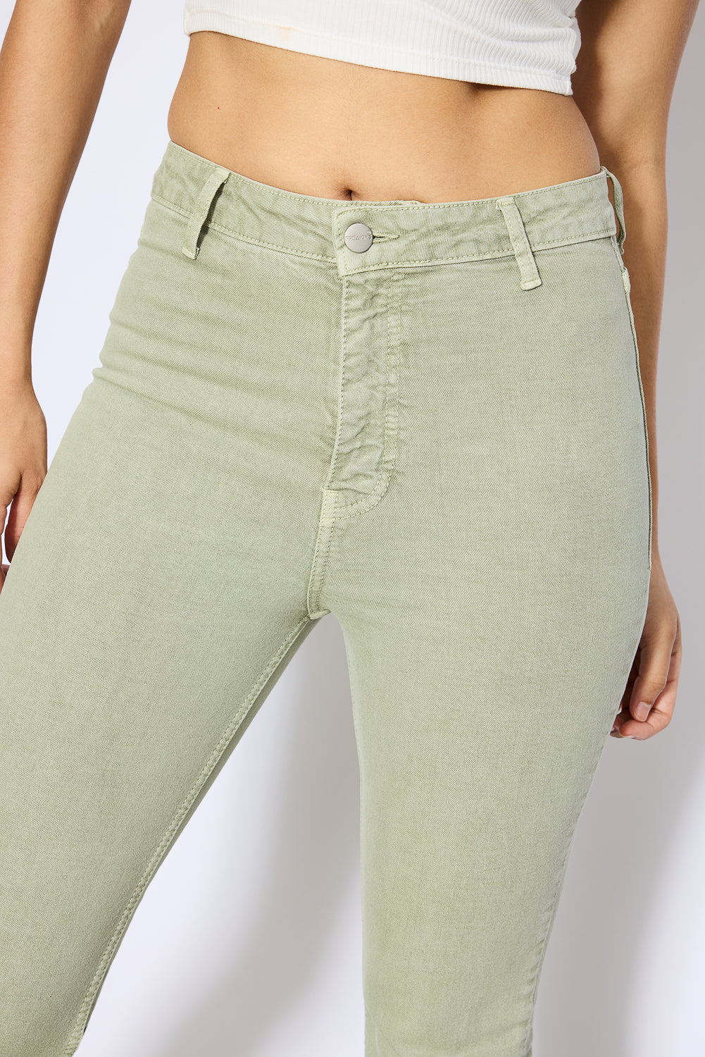 Khaki Mini Flare Jeans