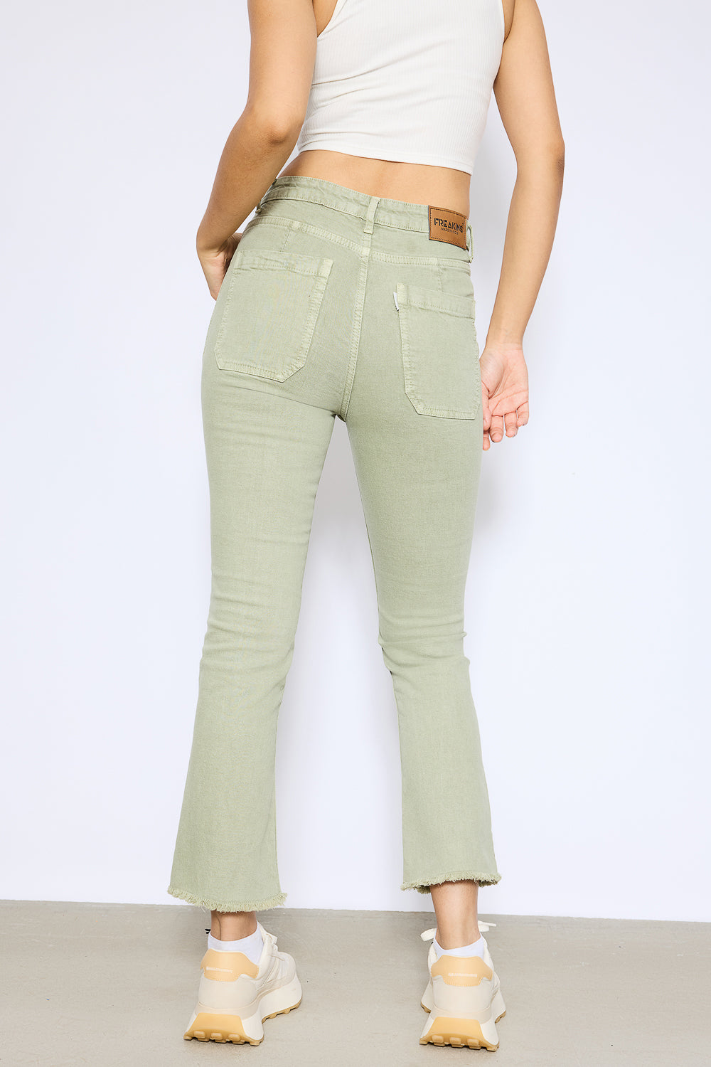 Khaki Mini Flare Jeans