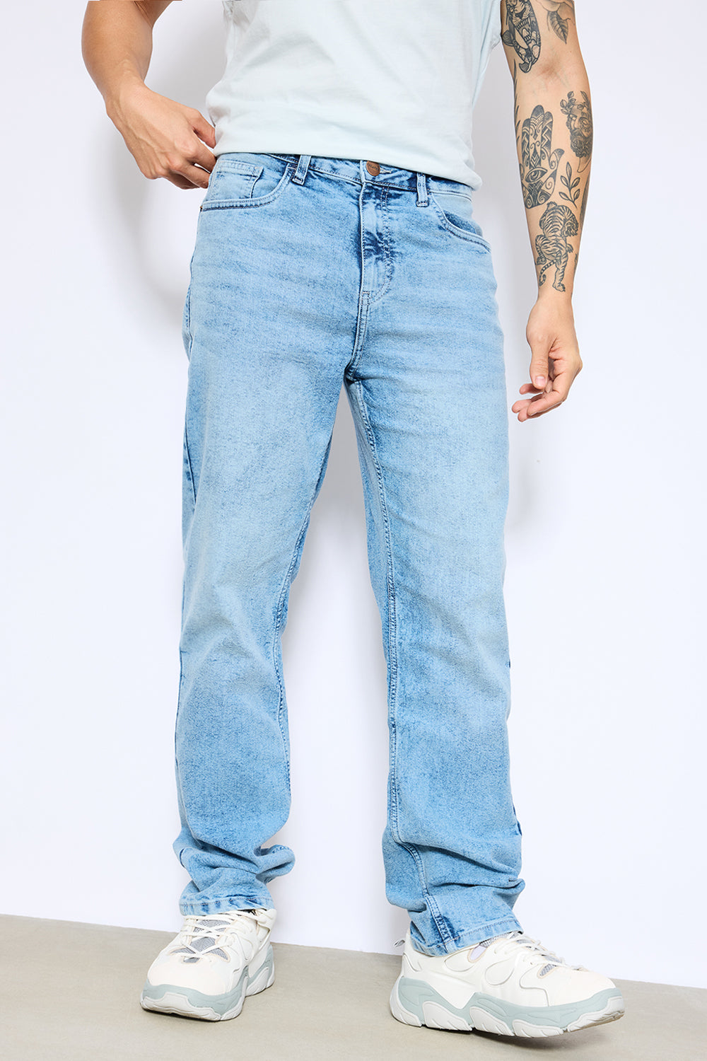 Men's Ice Blue Straight Fit Jeans