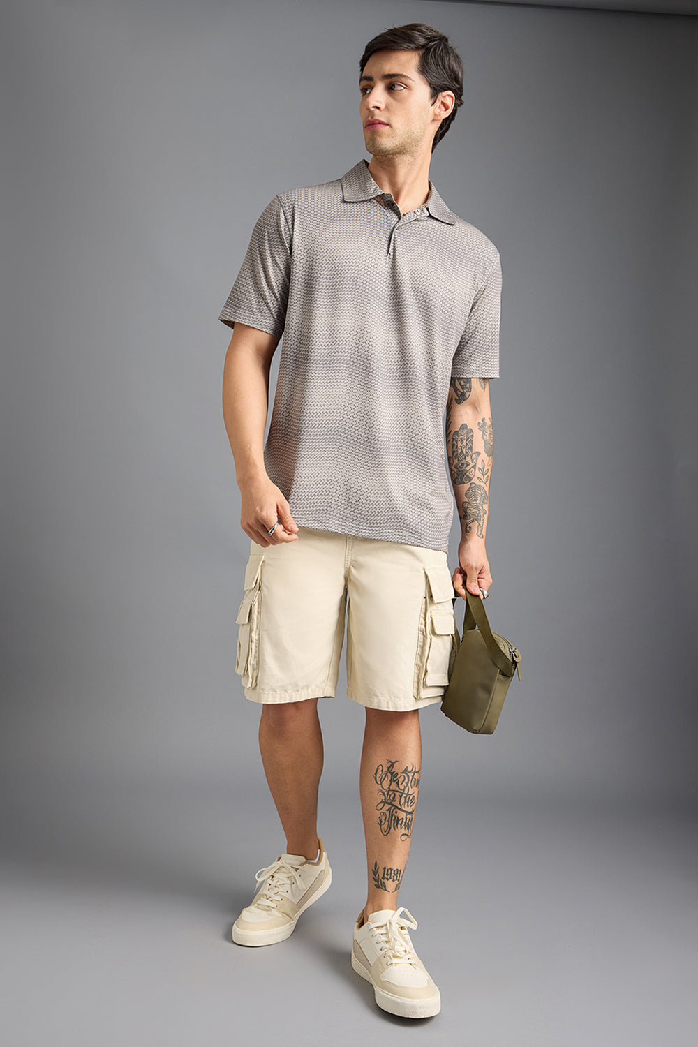 Khaki Print Men's Polo T-Shirt