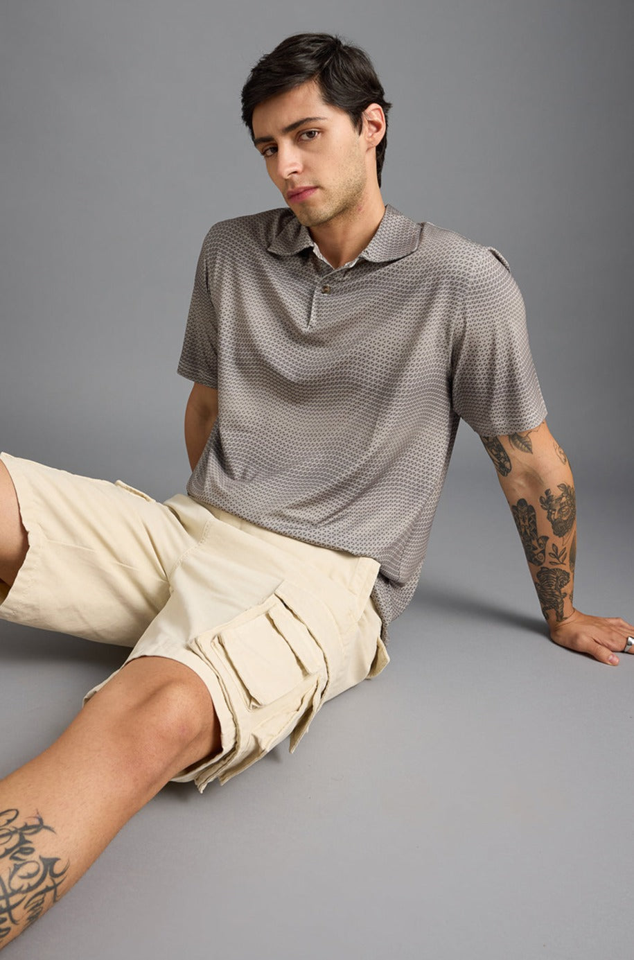 Khaki Print Men's Polo T-Shirt