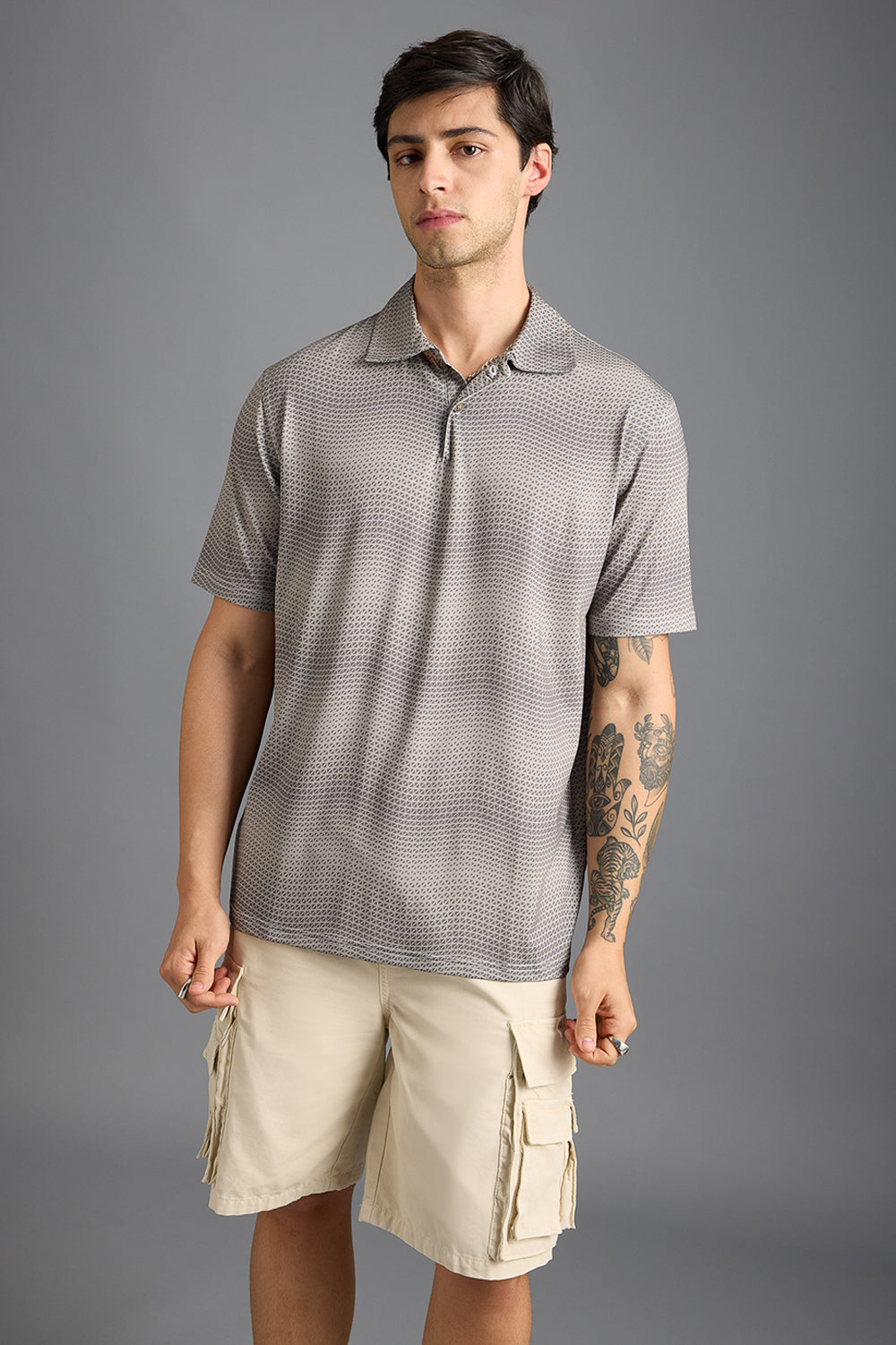 Khaki Print Men's Polo T-Shirt