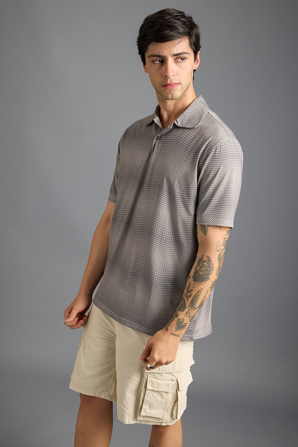 Khaki Print Men's Polo T-Shirt