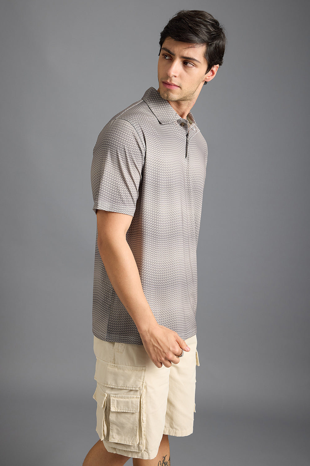 Khaki Print Men's Polo T-Shirt