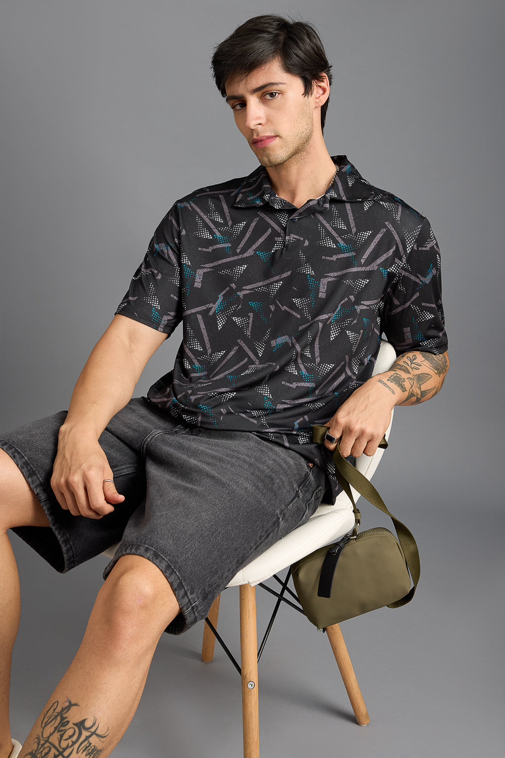 ABSTRUSE PRINT POLO T-SHIRT