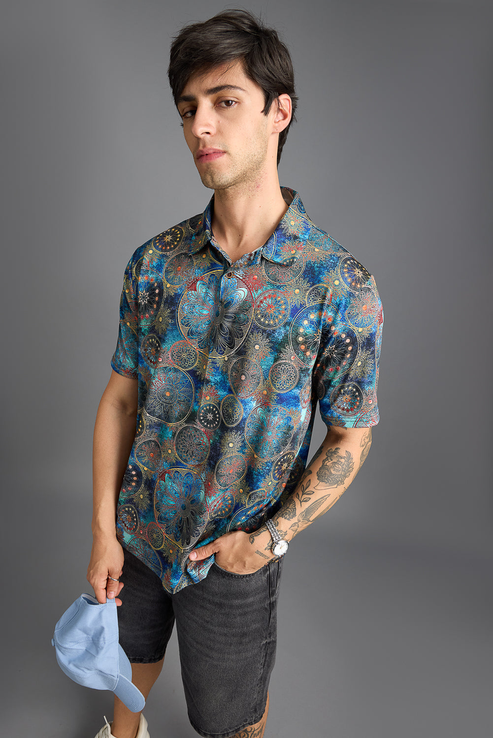 Galaxy Print Men's Polo T-Shirt