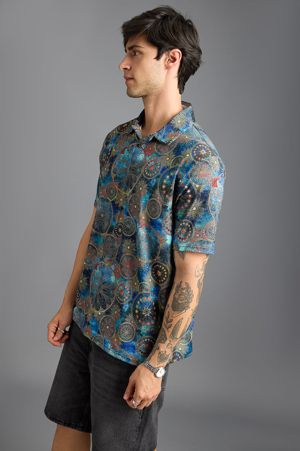 Galaxy Print Men's Polo T-Shirt