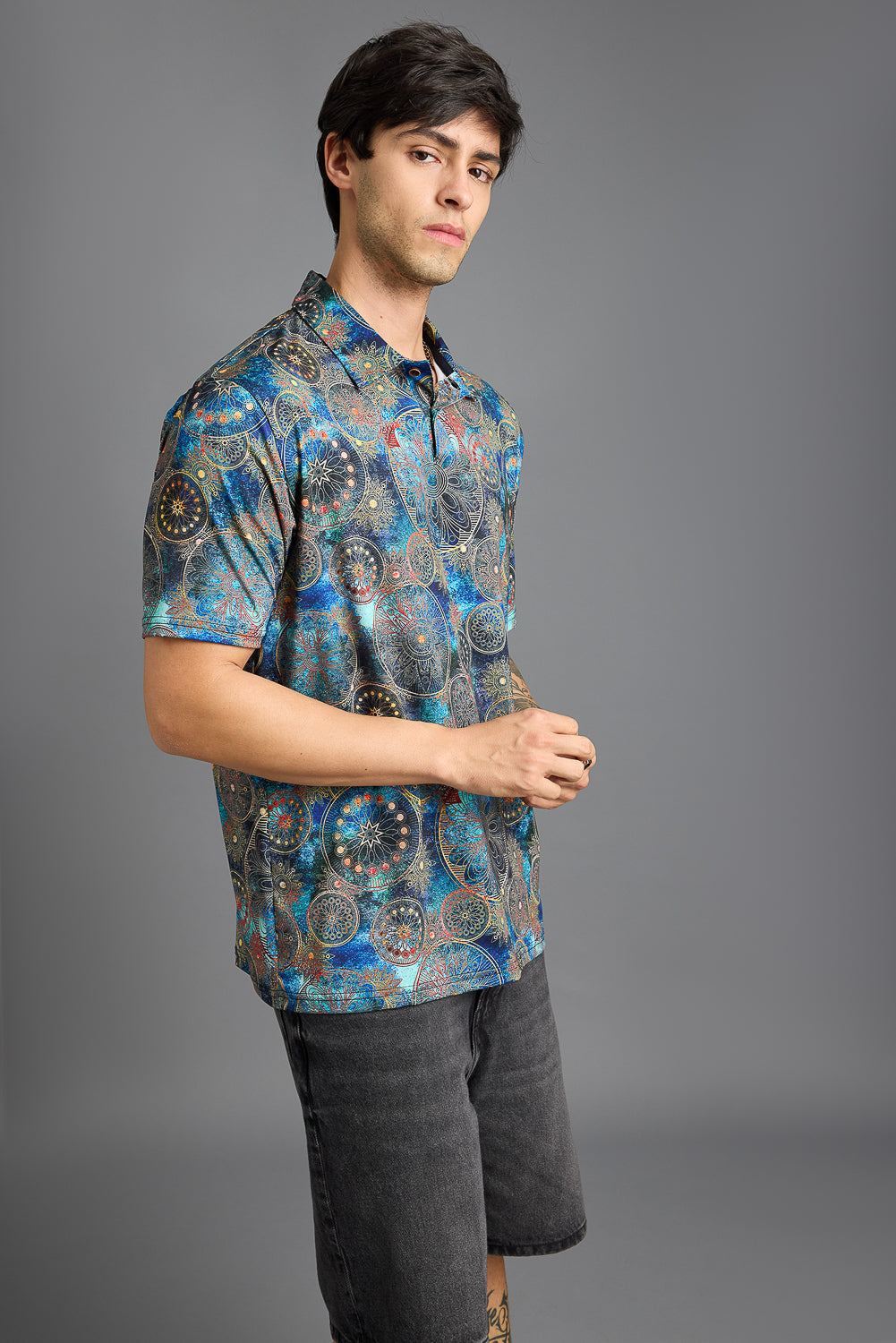 Galaxy Print Men's Polo T-Shirt