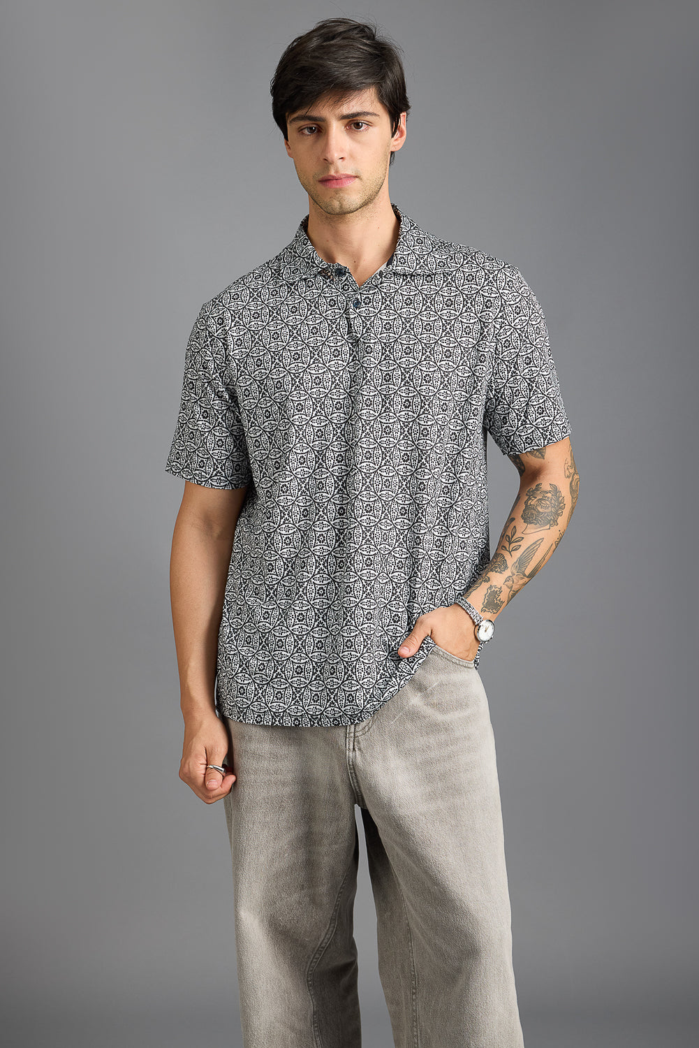 FLOREAN PRINT POLO T-SHIRT