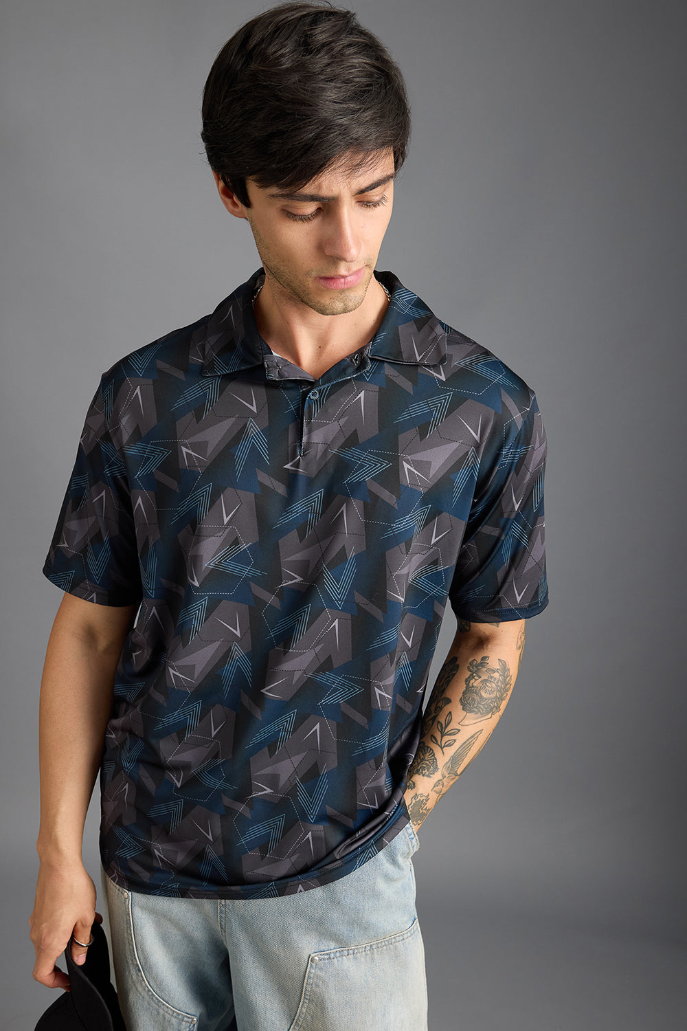 Matrix Print Men's Polo T-Shirt